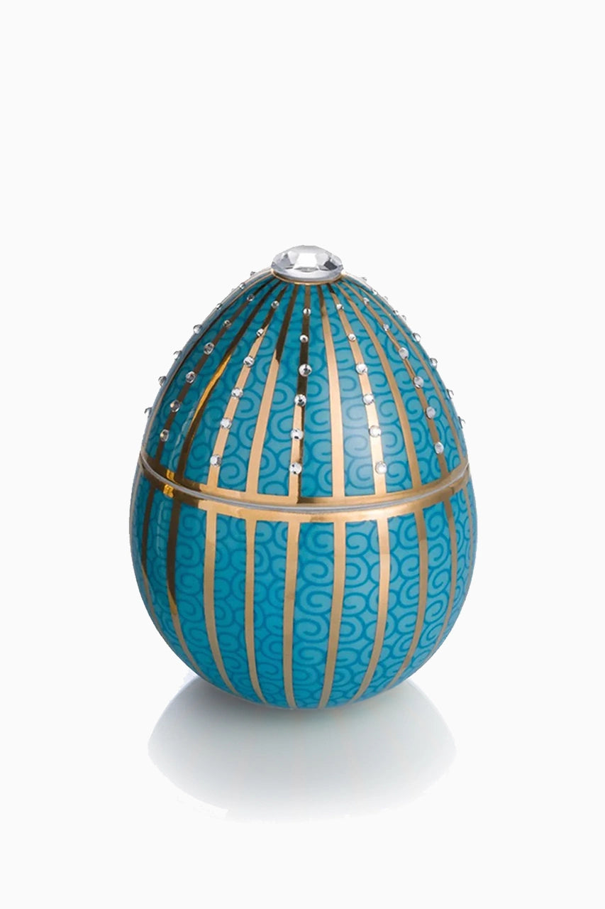 Ceramic Egg Candle Blue & Gold Swarovski image 0