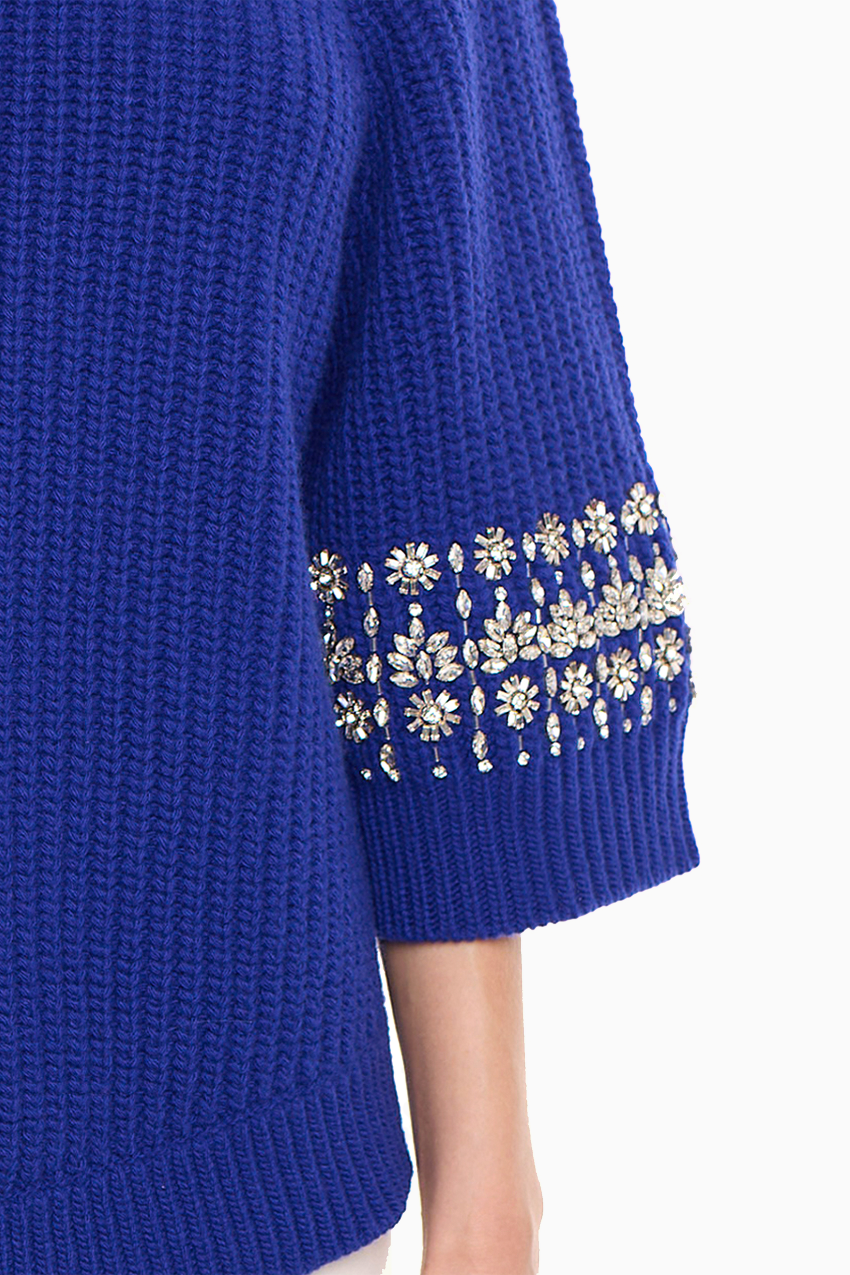 Ember Embellished Roll-Neck Sweater in Sapphire