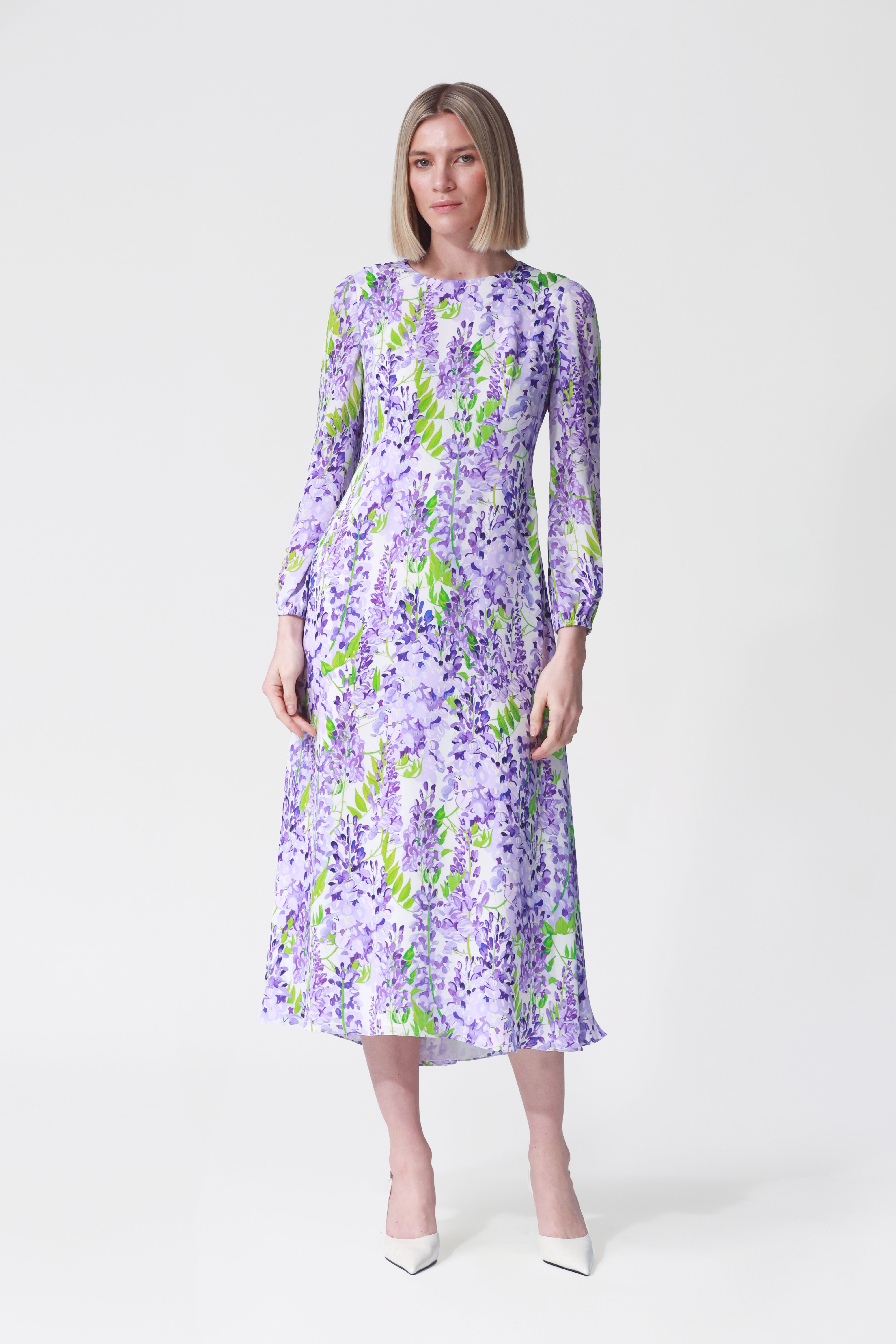 Alba Wisteria Print Silk Dress