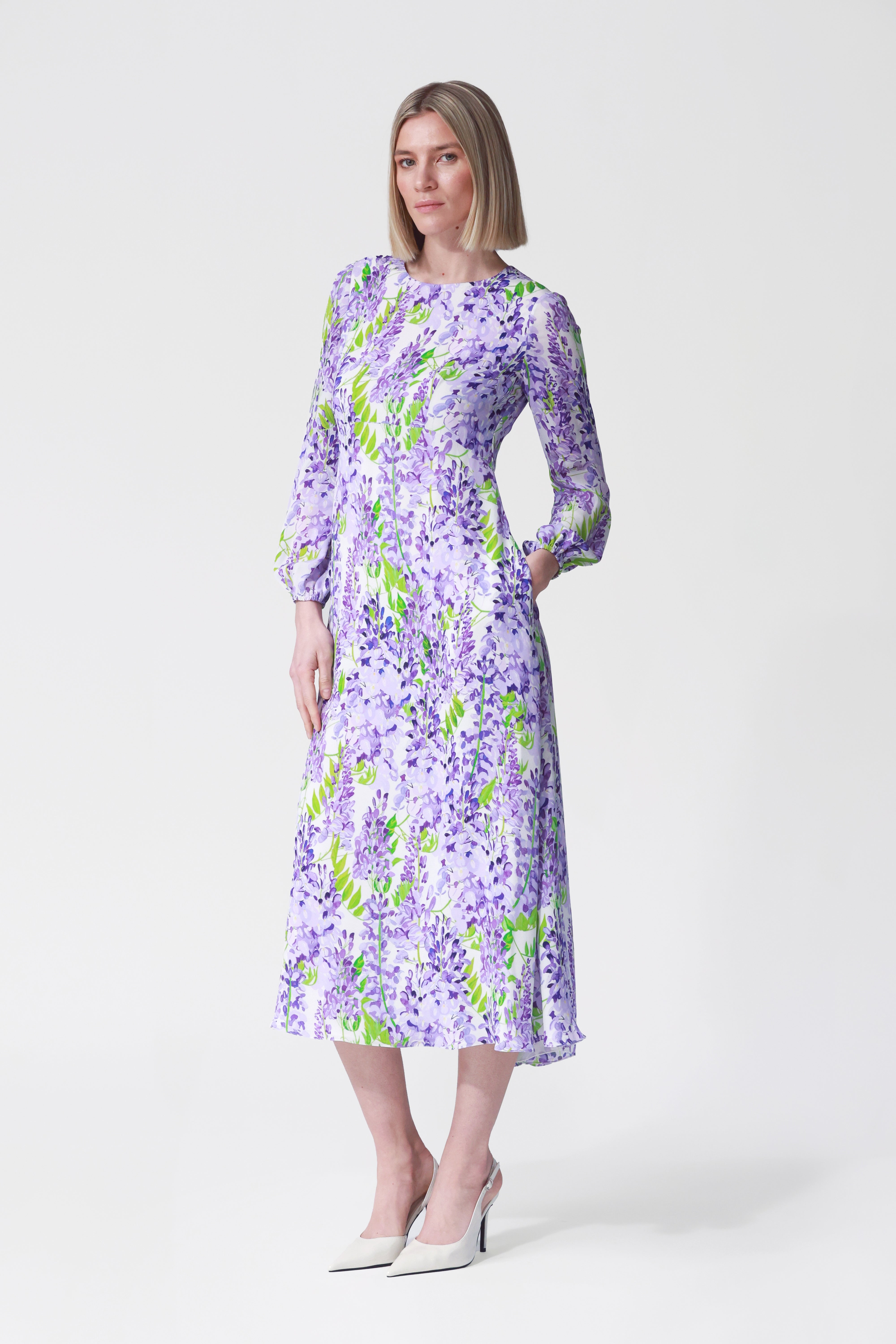 Alba Wisteria Print Silk Dress