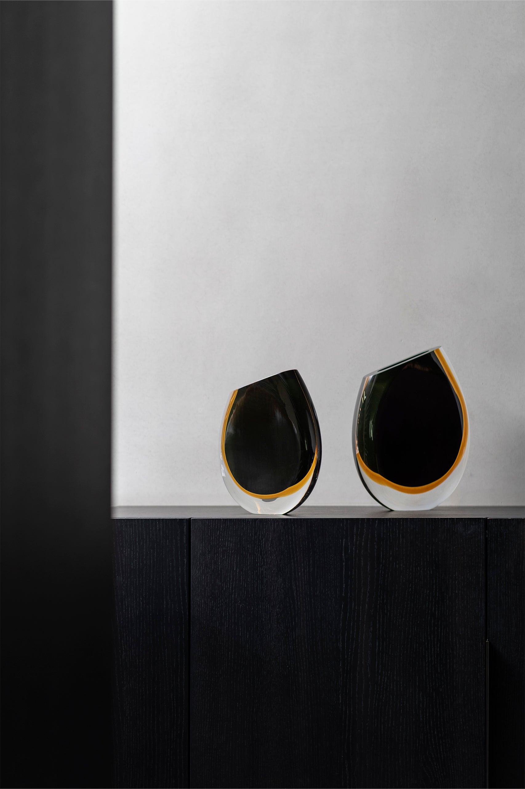 Amber Black Glass Vase