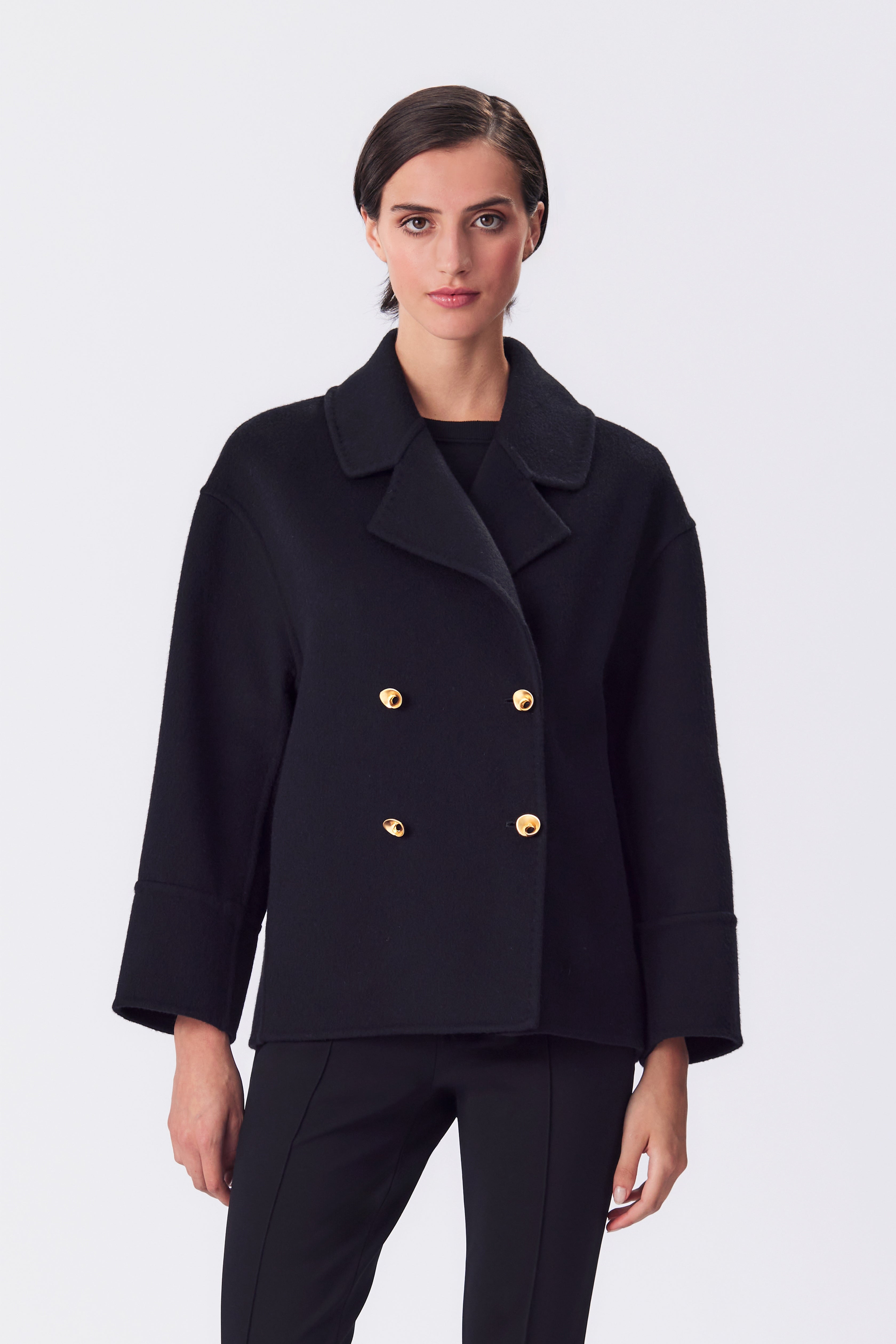 Amelia Double-Face Wool Jacket in Black