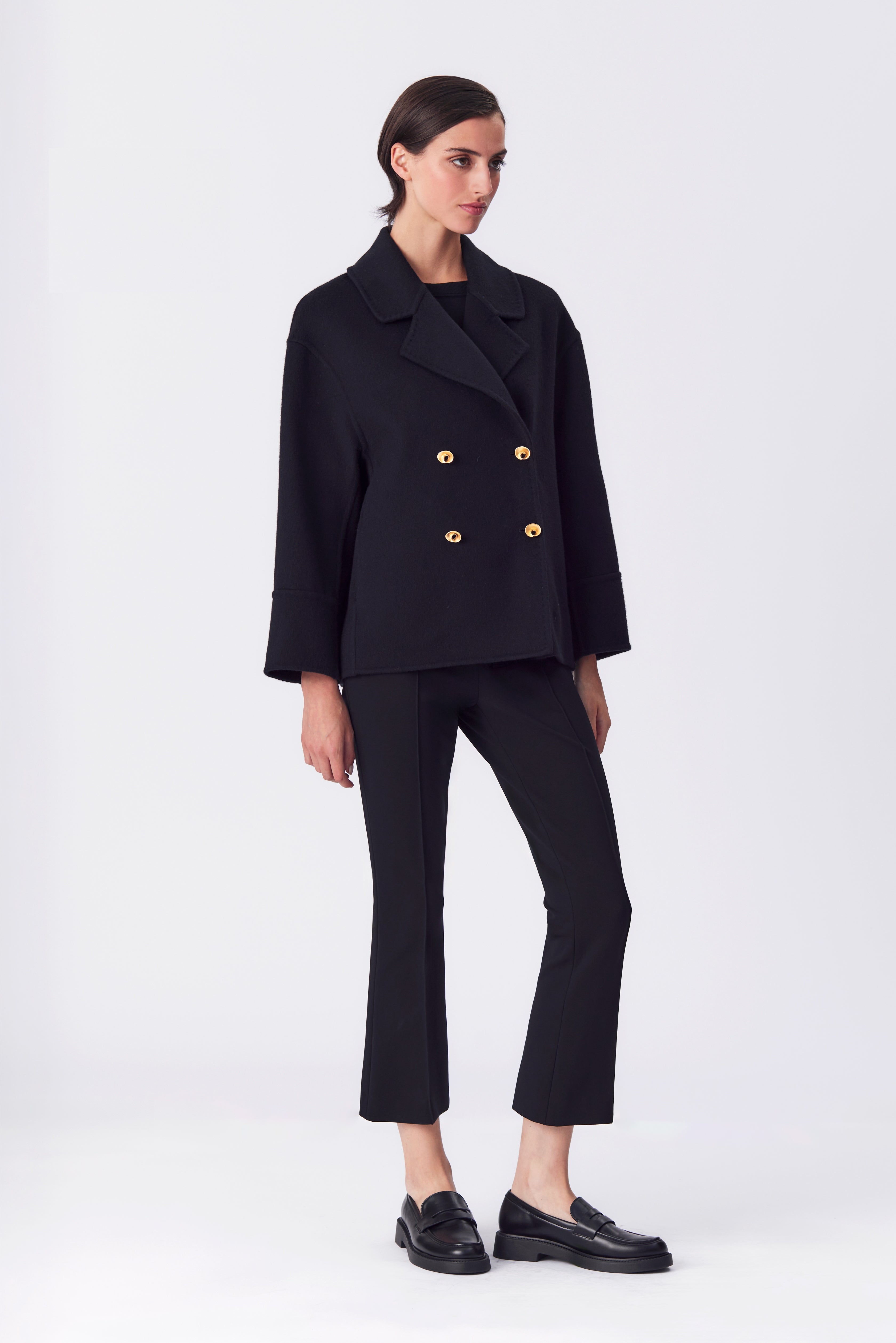 Amelia Double-Face Wool Jacket in Black