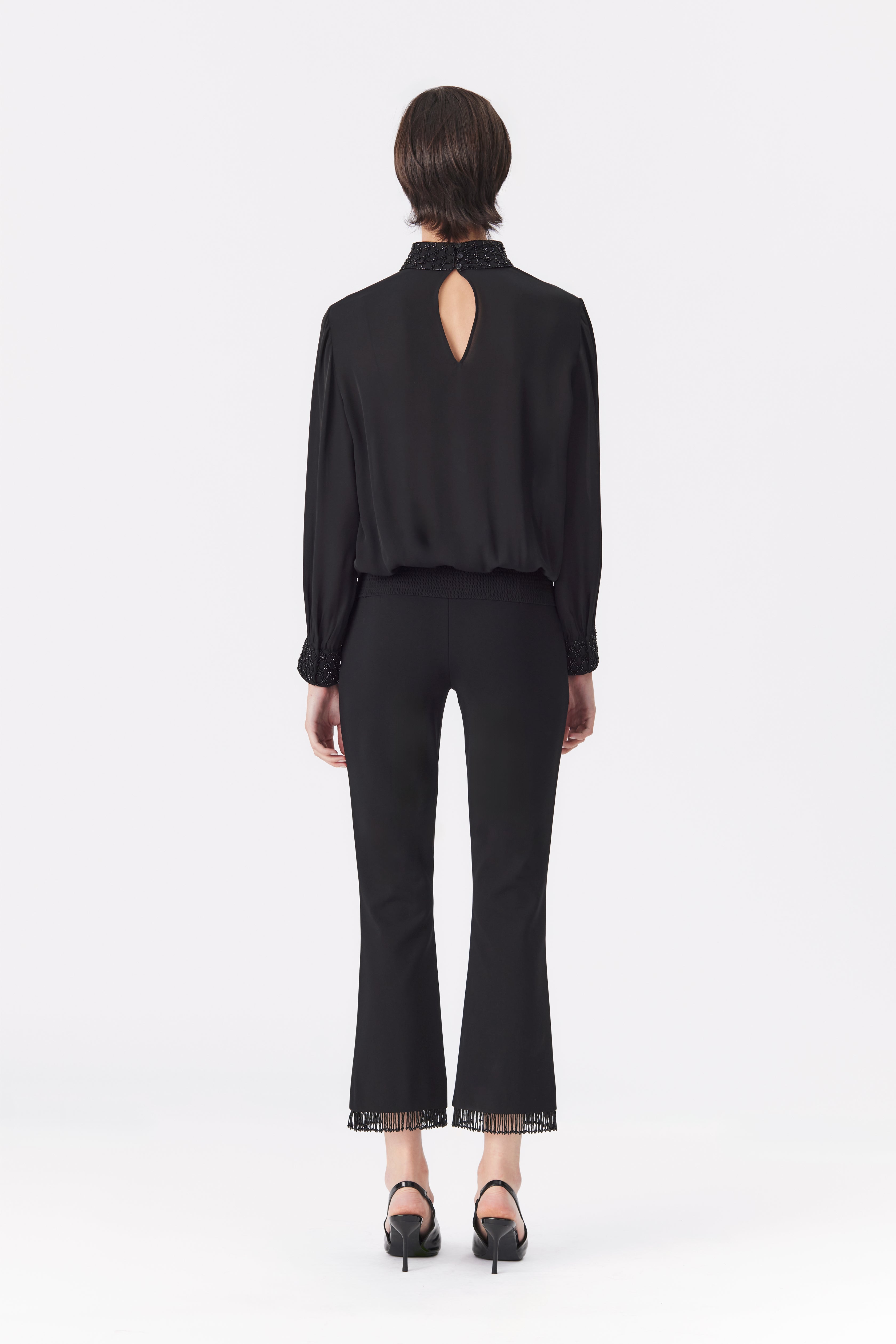 Dylan Trousers with Beaded Hem in Black