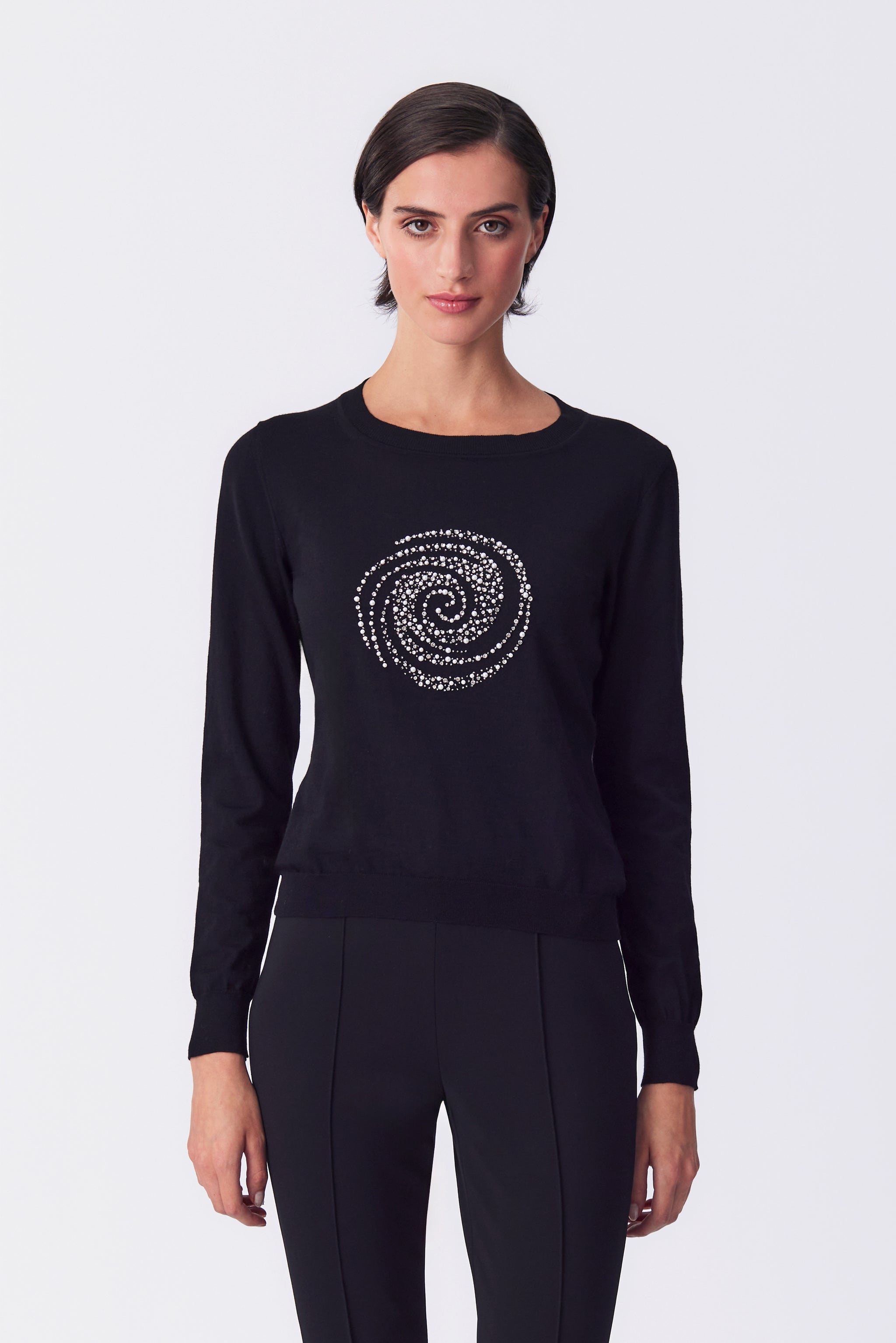 Anya Fine Cotton Stretch Top in Black main image 0