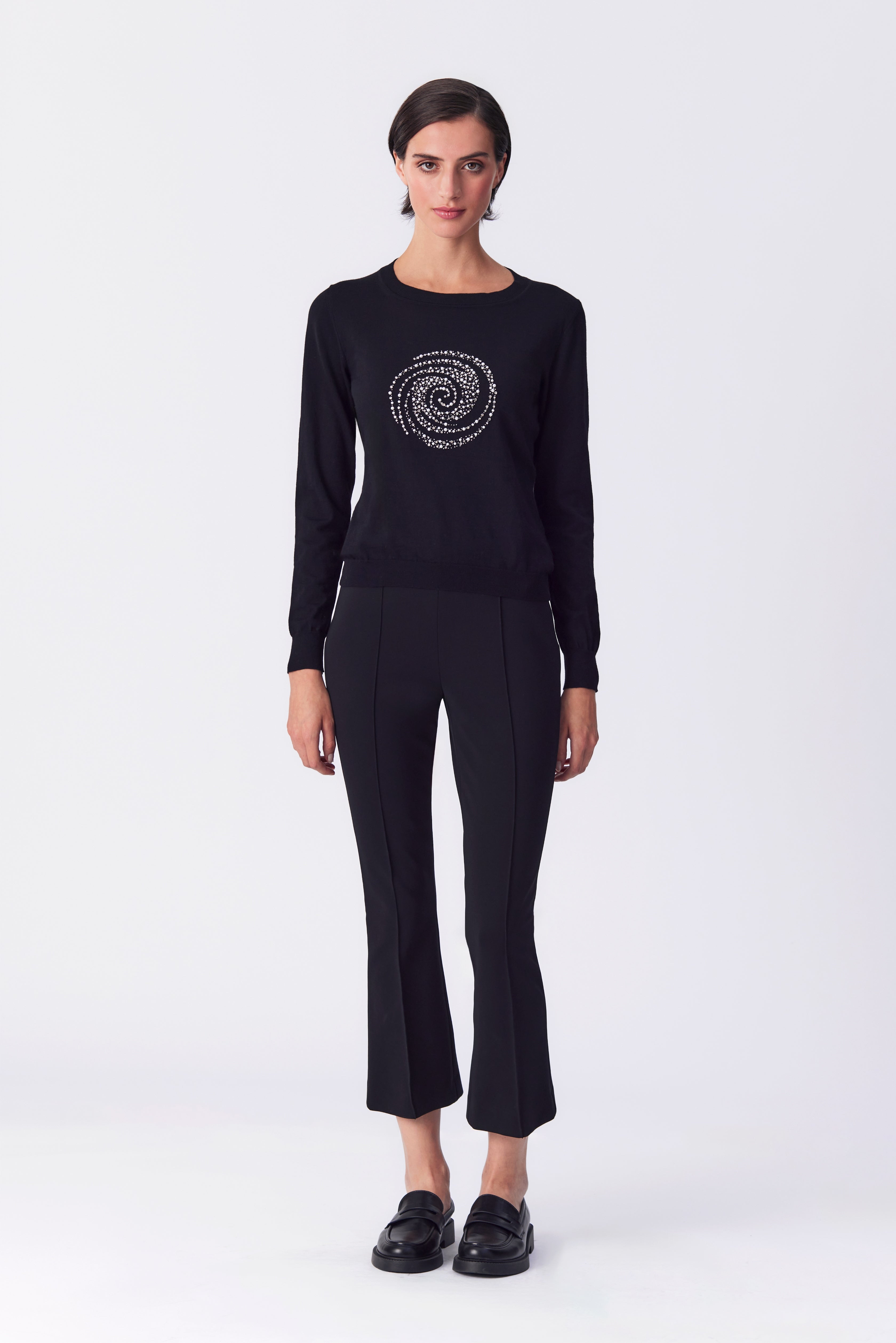 Anya Black Extra-Fine Knit Merino Wool Sweater