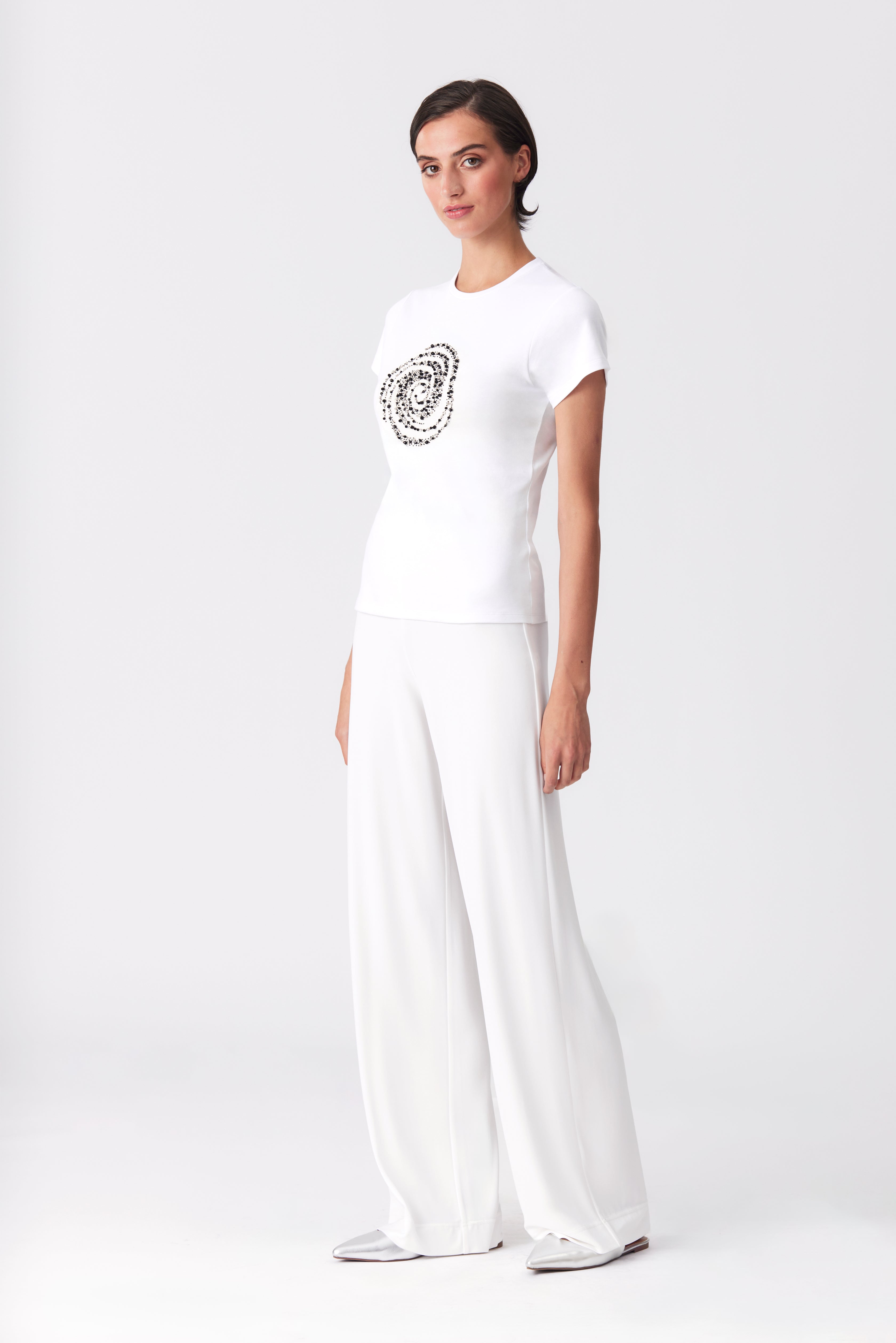 Clara White Beaded T-Shirt