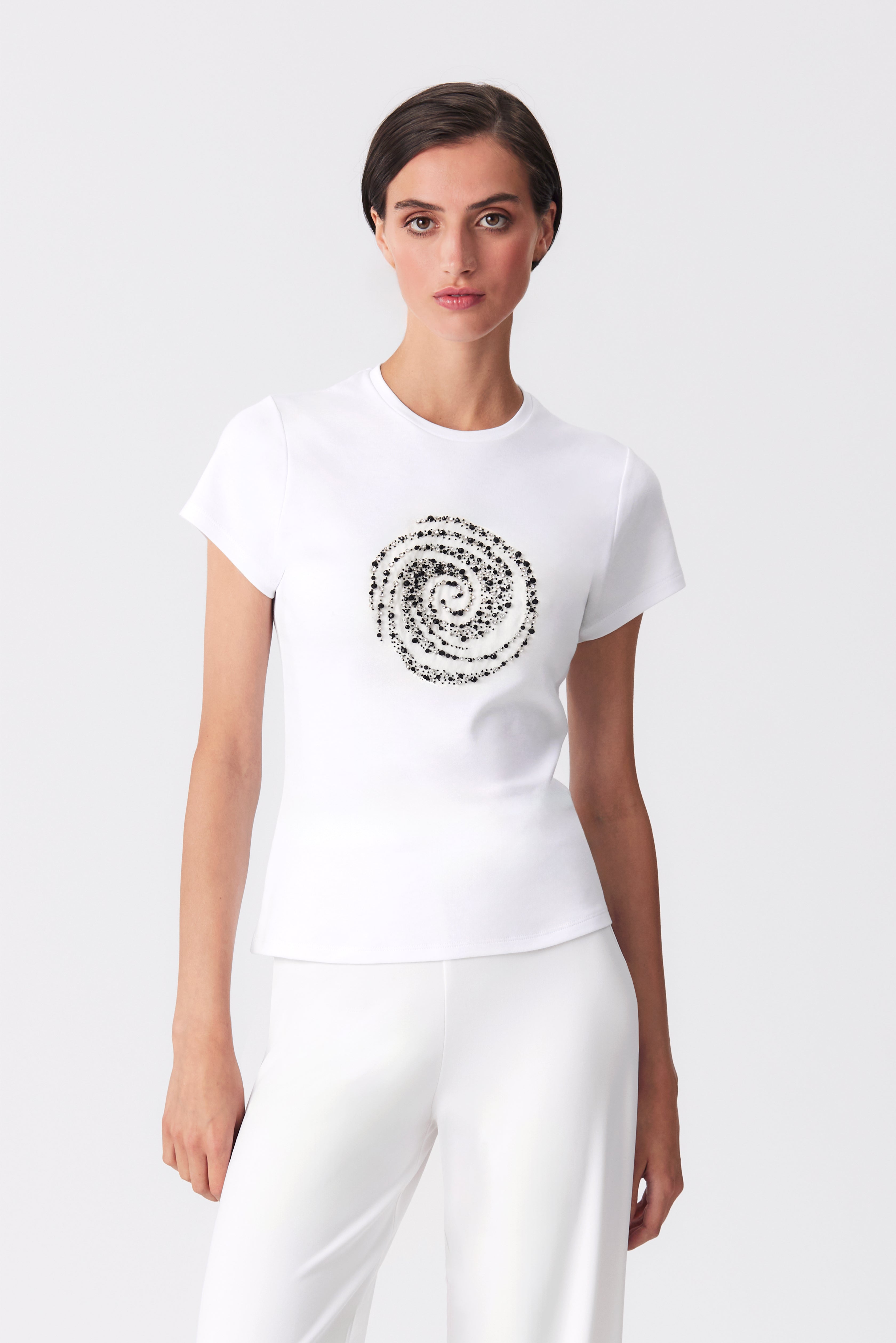 Clara White Beaded T-Shirt