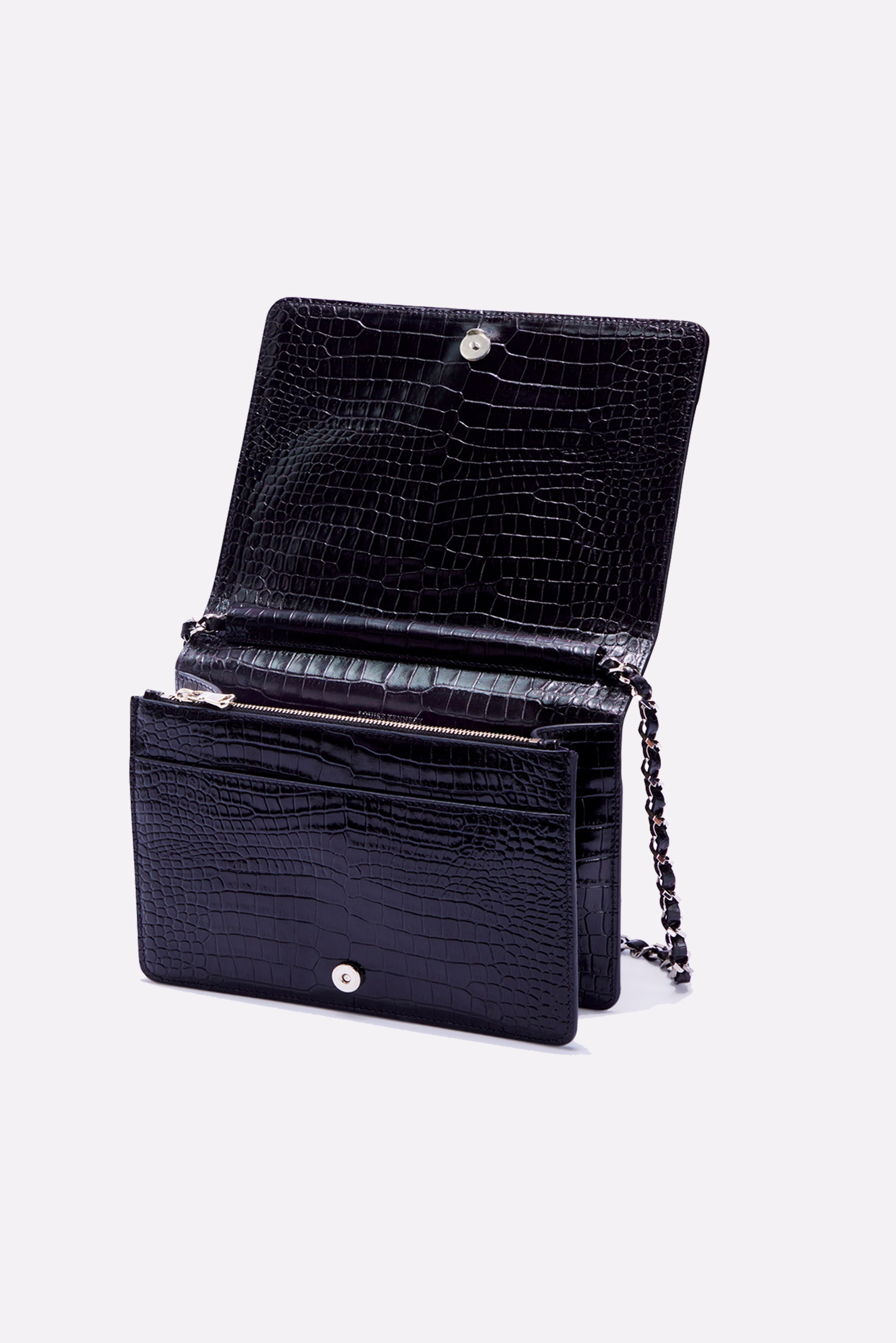 The Louise Crossbody in Black with Silver Hardware