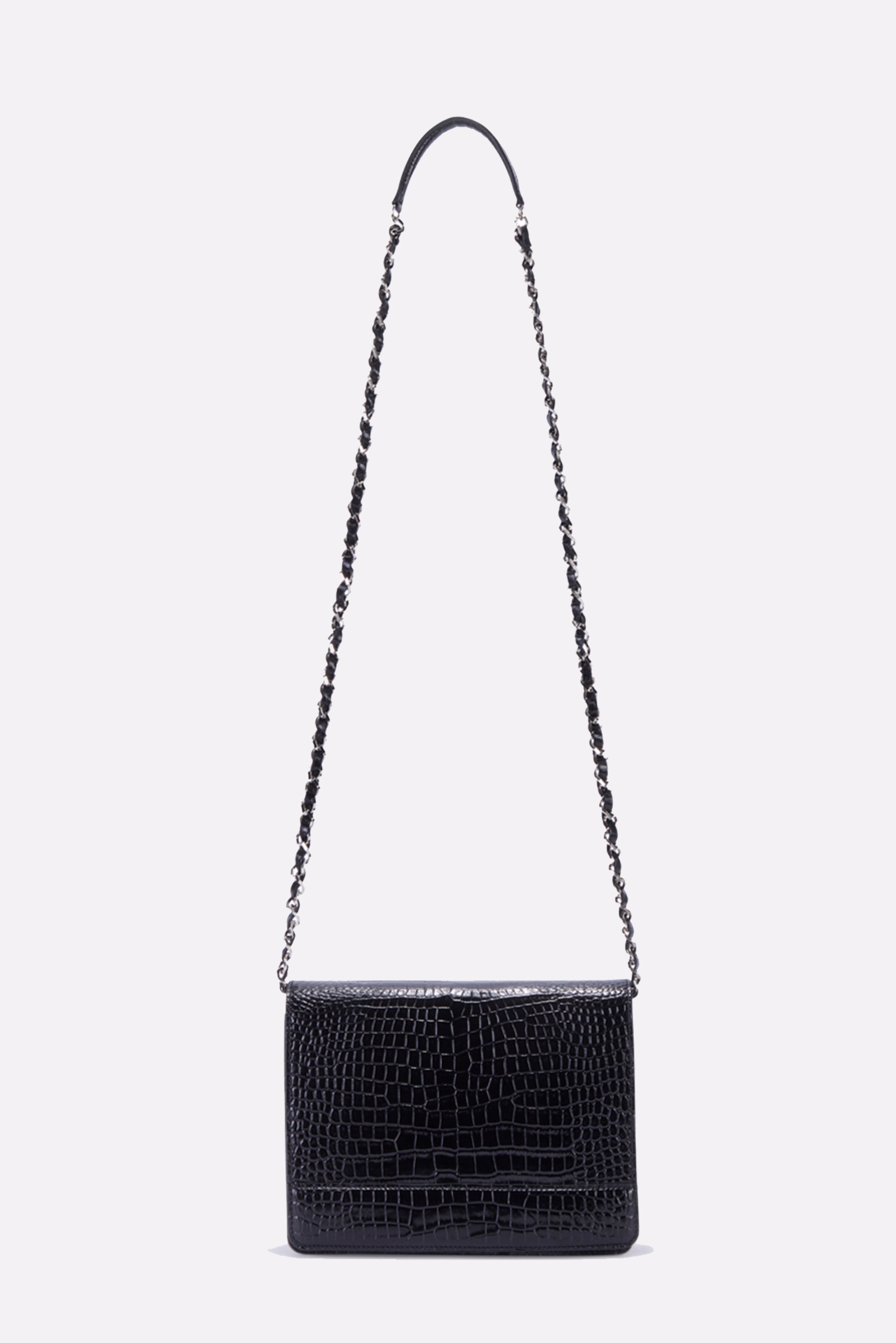 The Louise Crossbody in Black with Silver Hardware