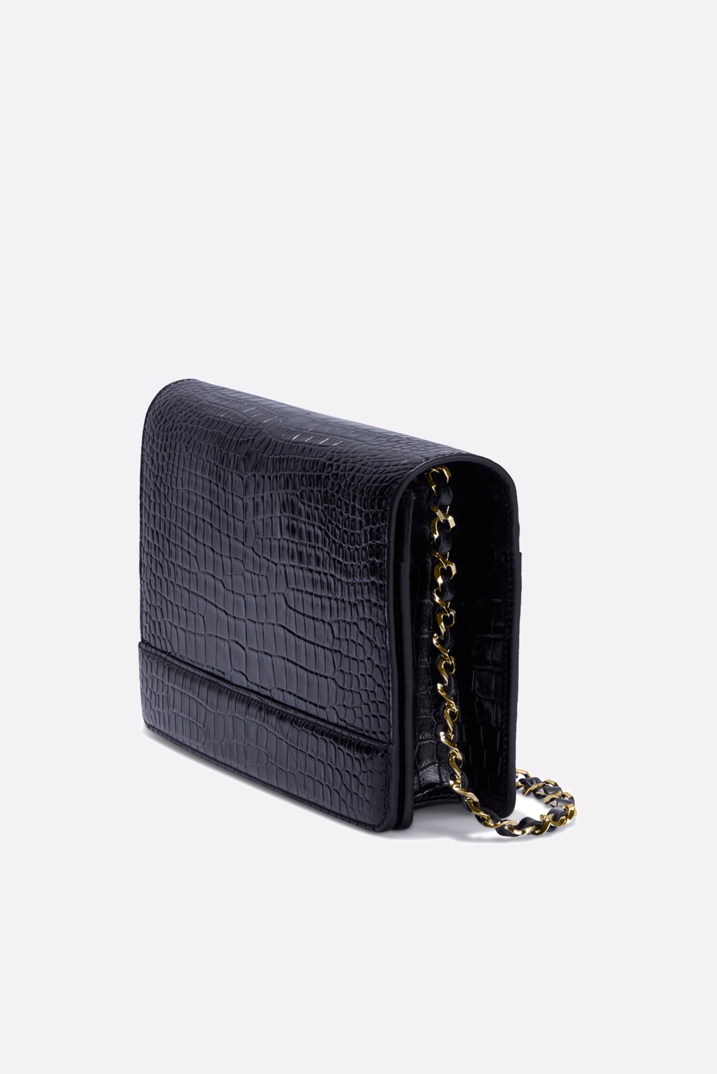 The Louise Crossbody in Black with Gold Hardware