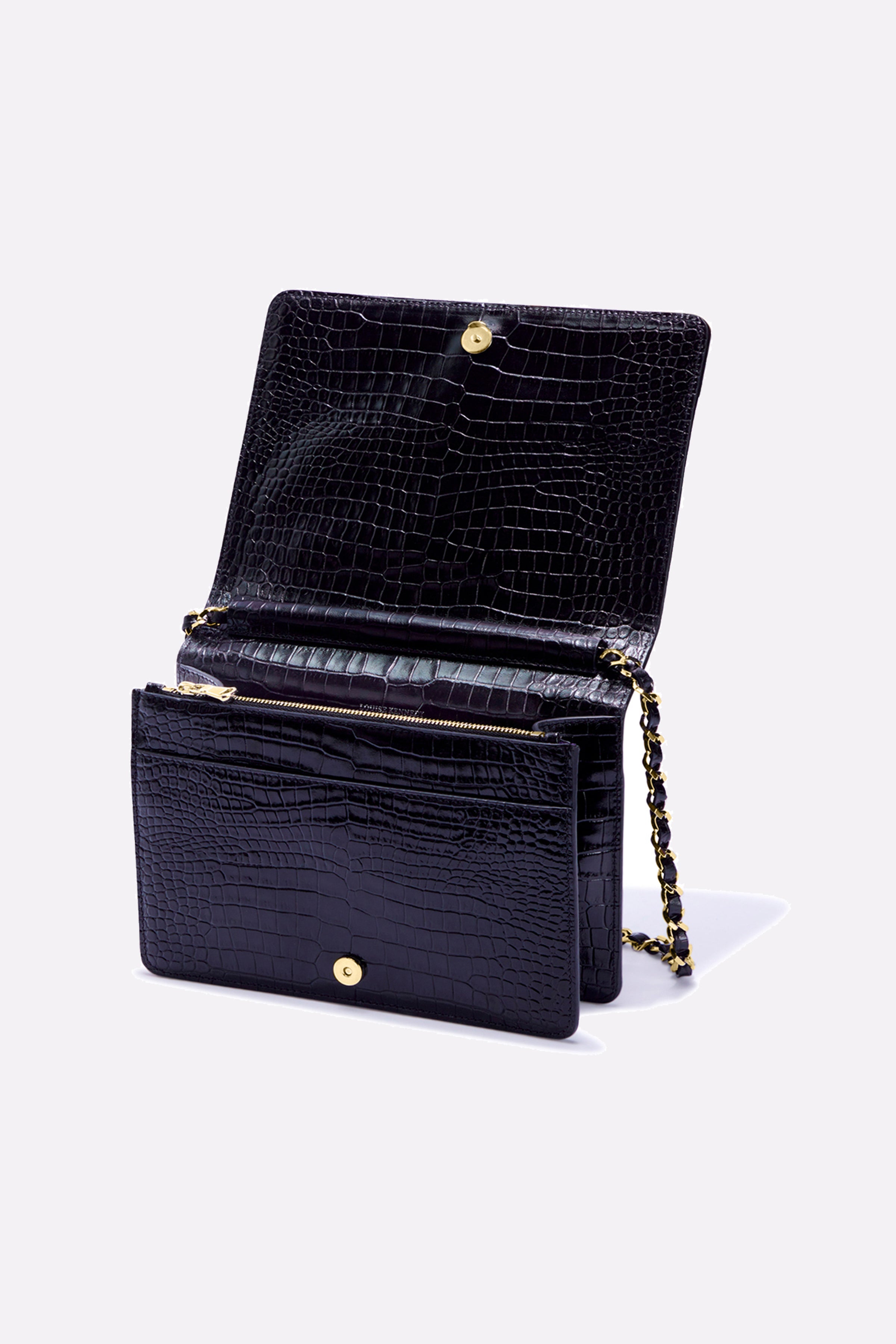 The Louise Crossbody in Black with Gold Hardware