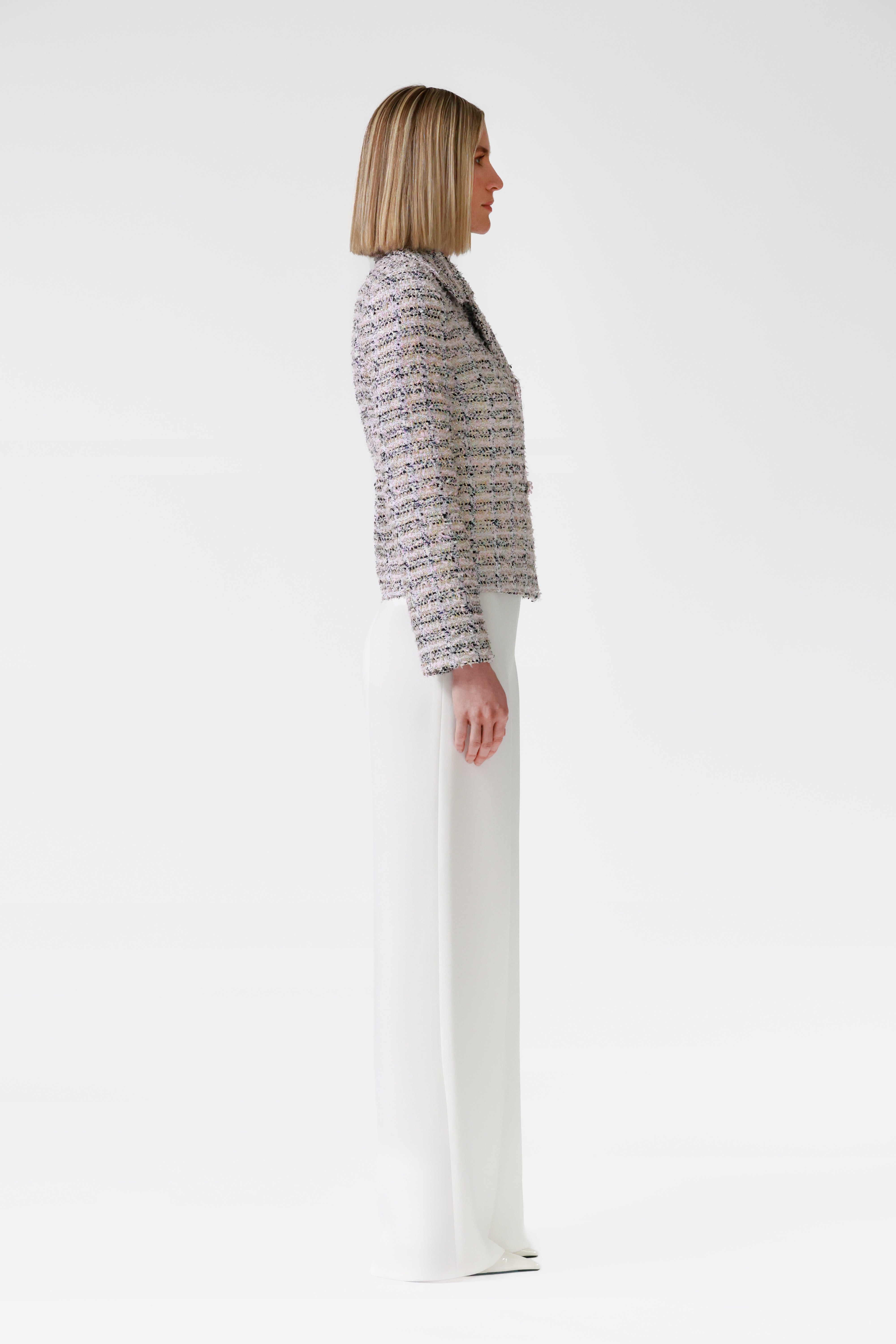 Darcie Double-Breasted Tweed Jacket in Pink