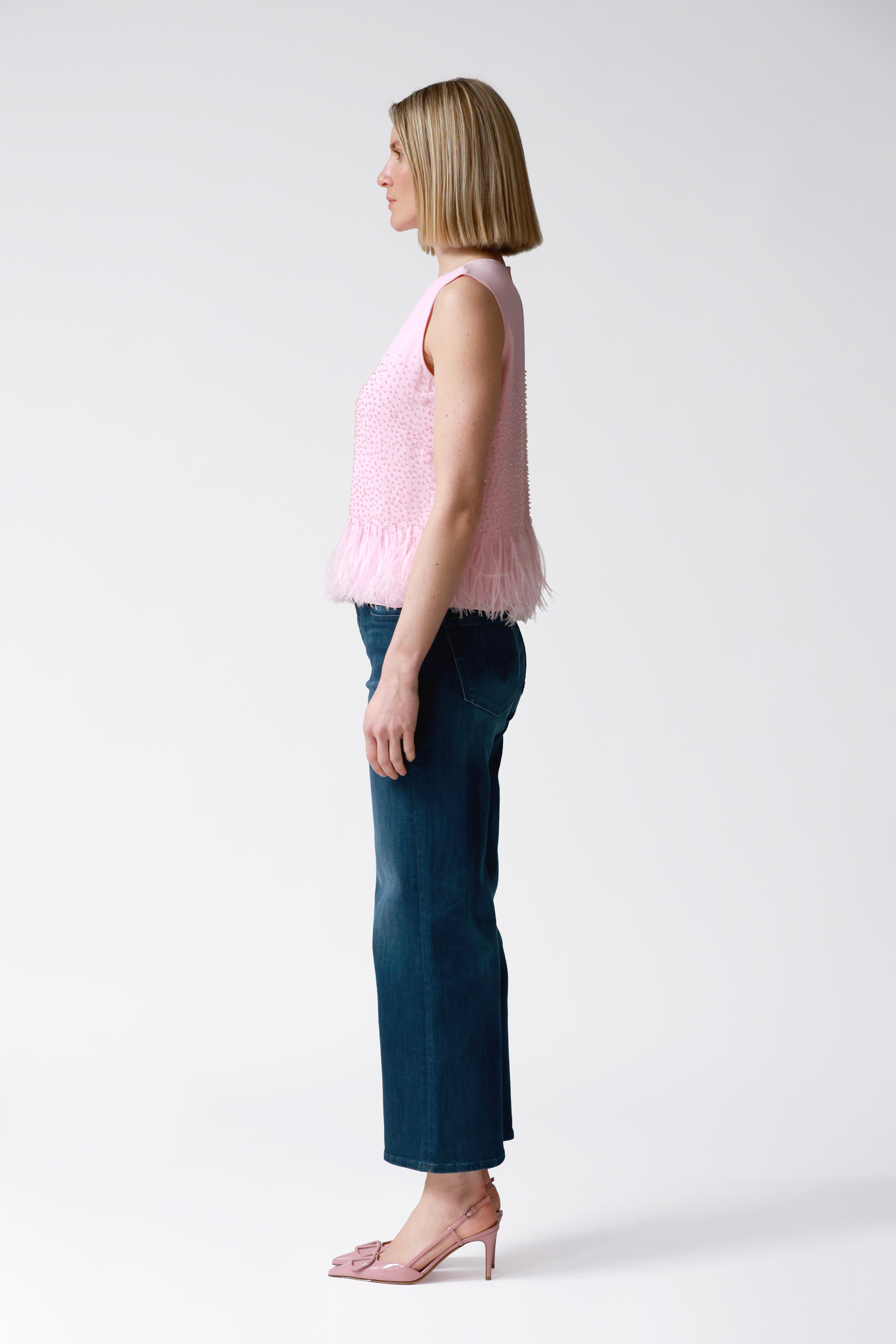 Eden Pink Beaded Sleeveless Top