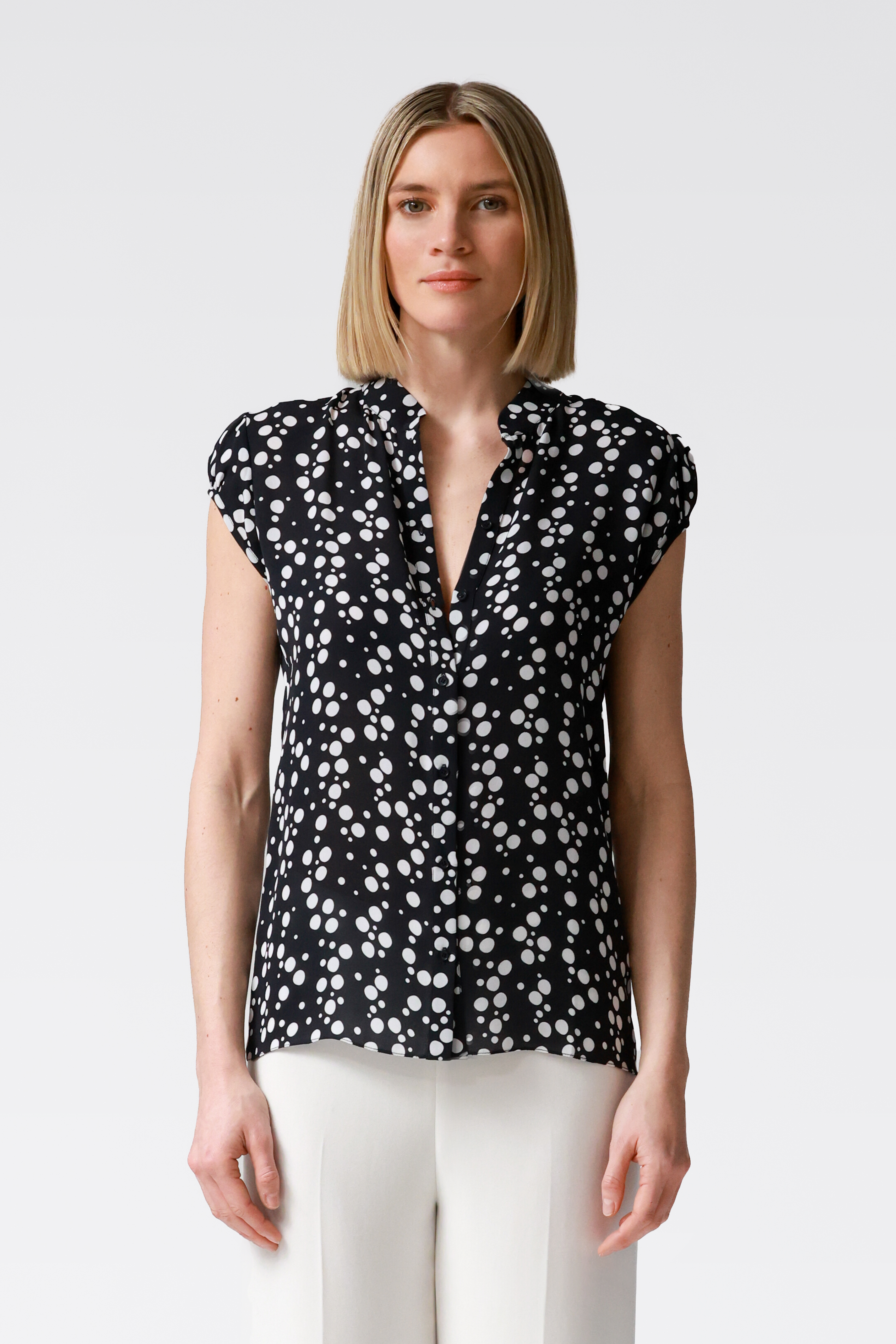Elena Silk Polka Dot Blouse