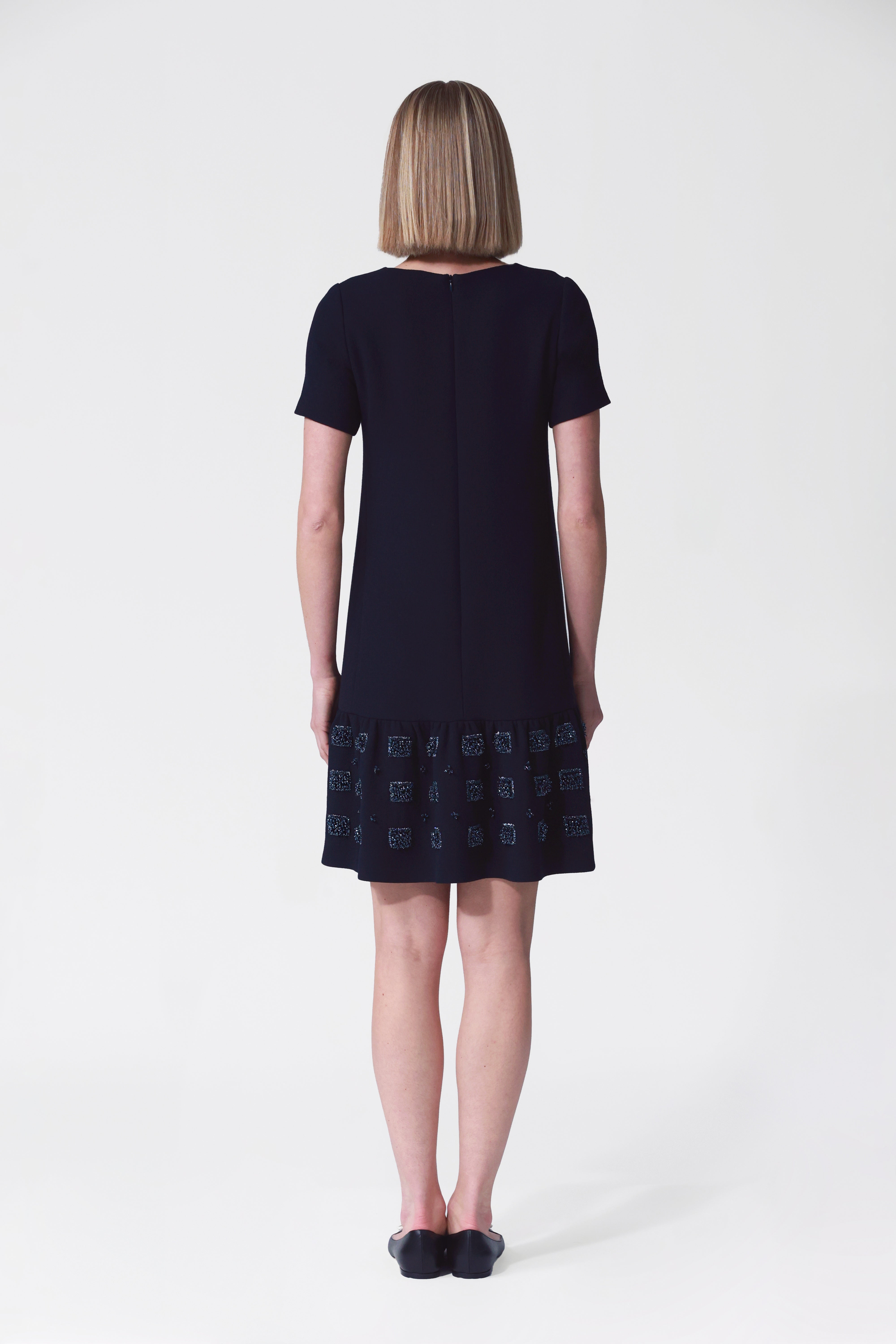 Fia Navy Embellished Peplum Hem Dress
