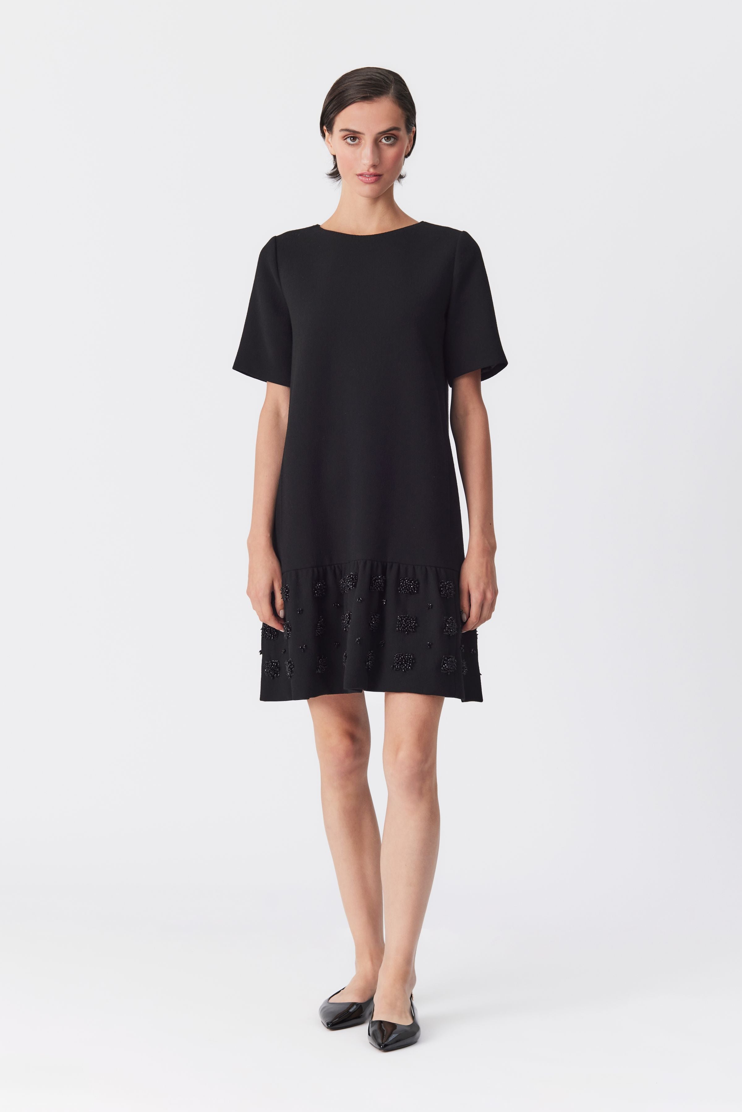 Fia Black Embellished Peplum Hem Dress