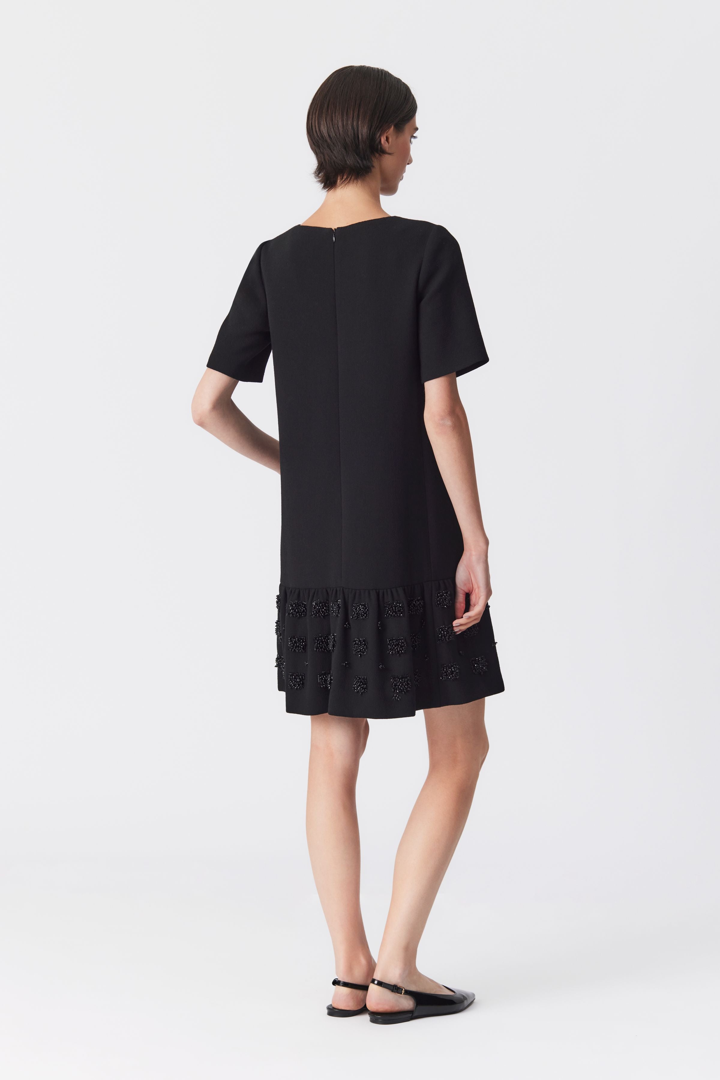 Fia Black Embellished Peplum Hem Dress