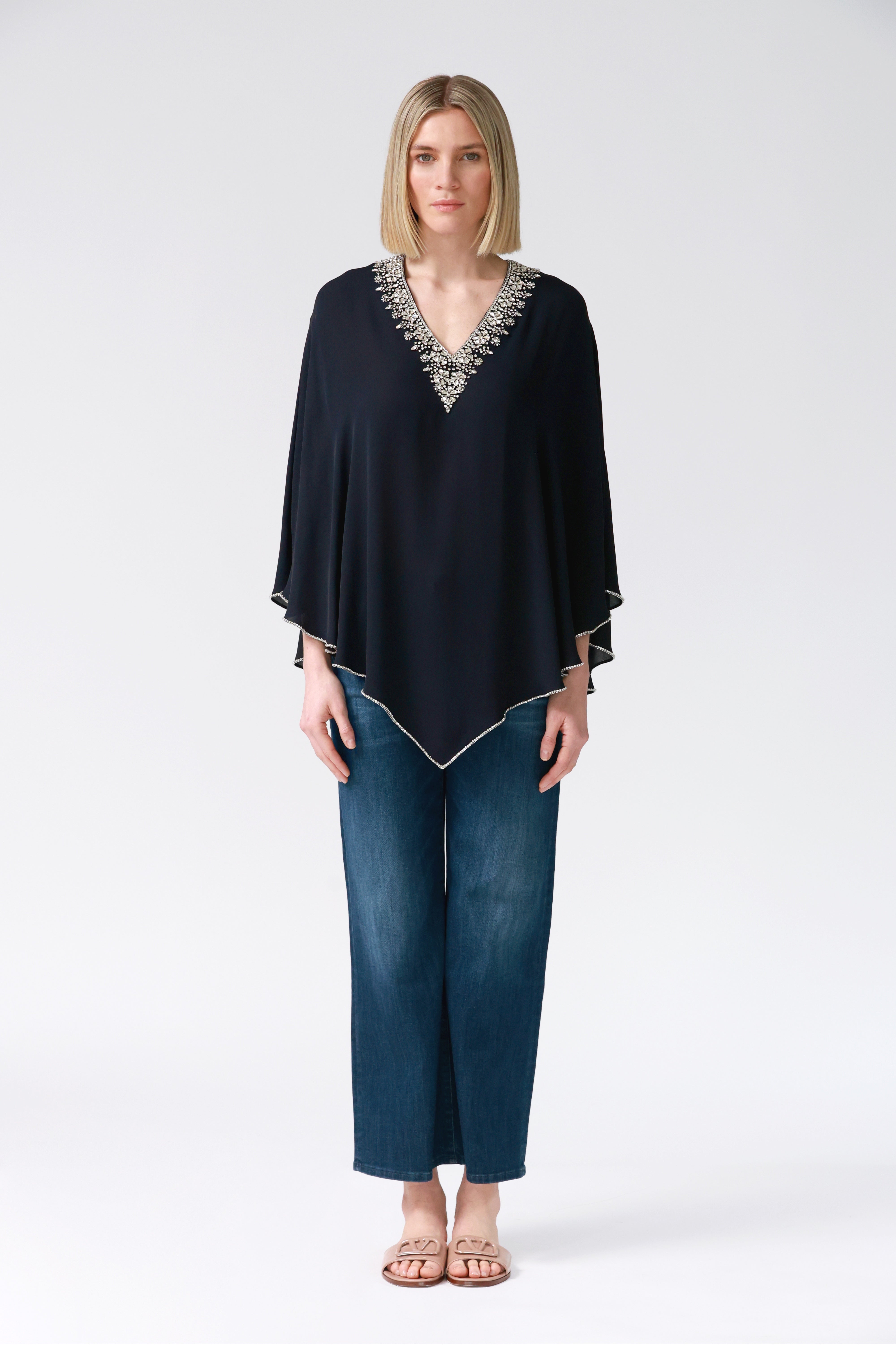 Fifi Silk Kaftan in Navy
