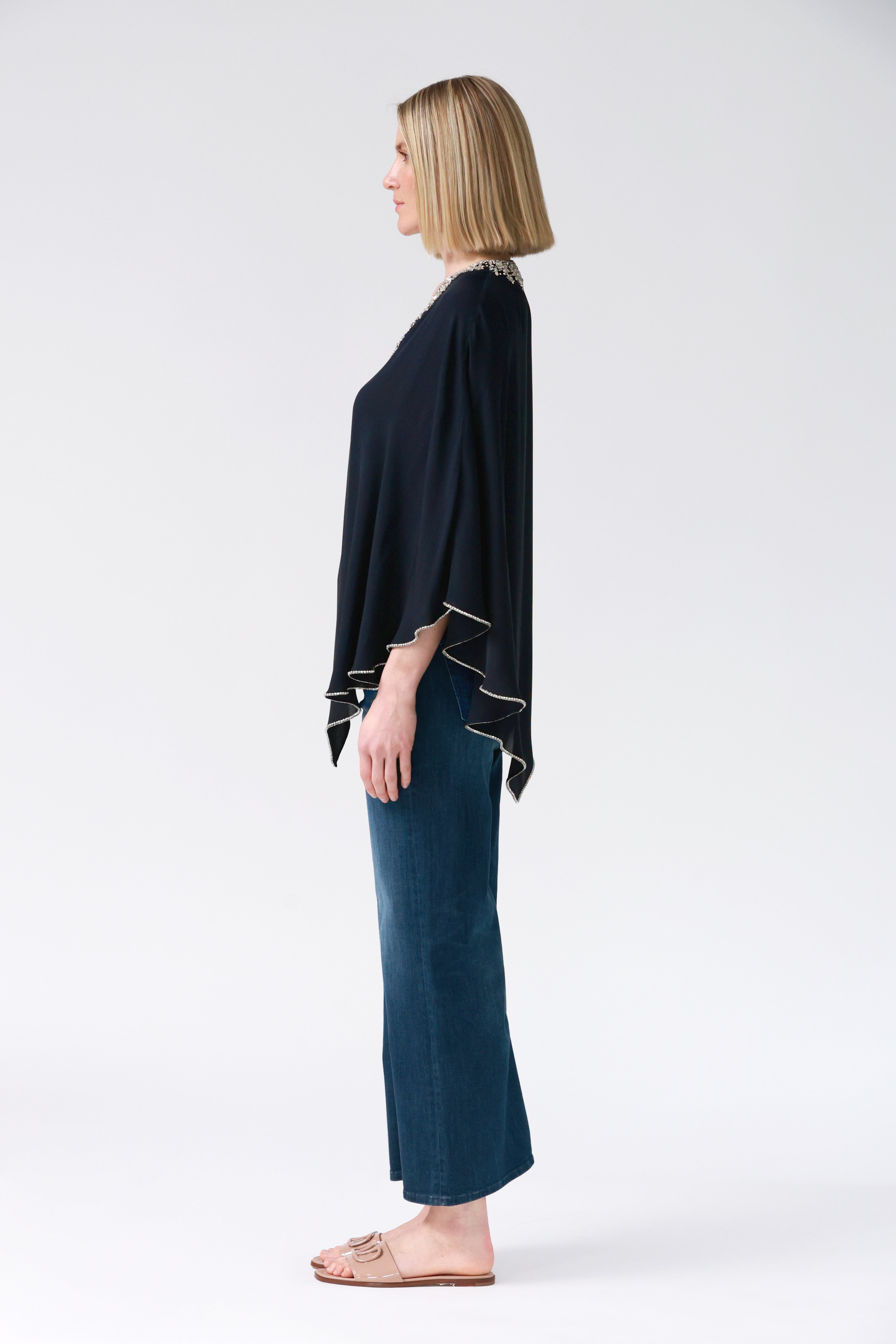 Fifi Silk Kaftan in Navy