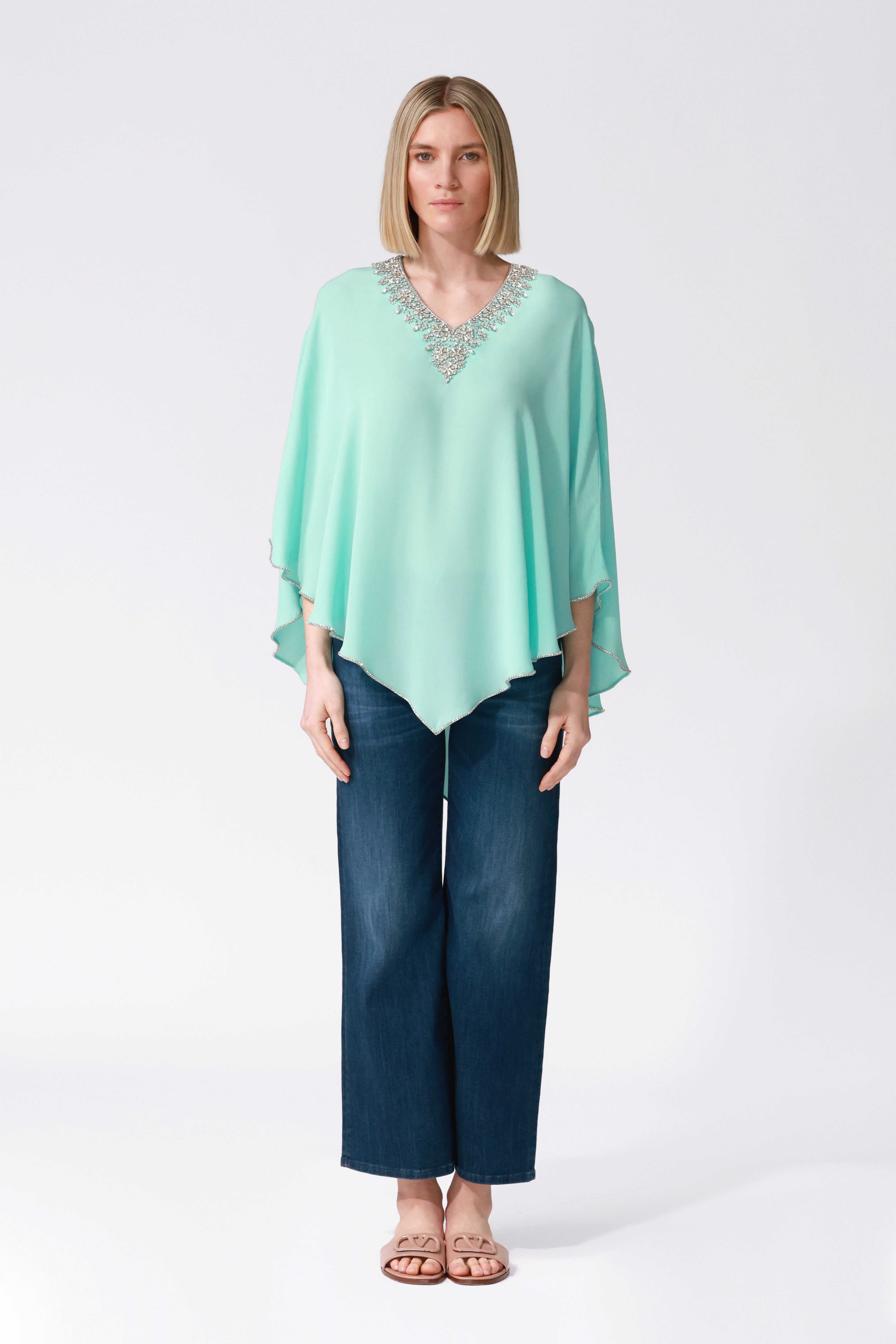 Fifi Silk Kaftan in Turquoise