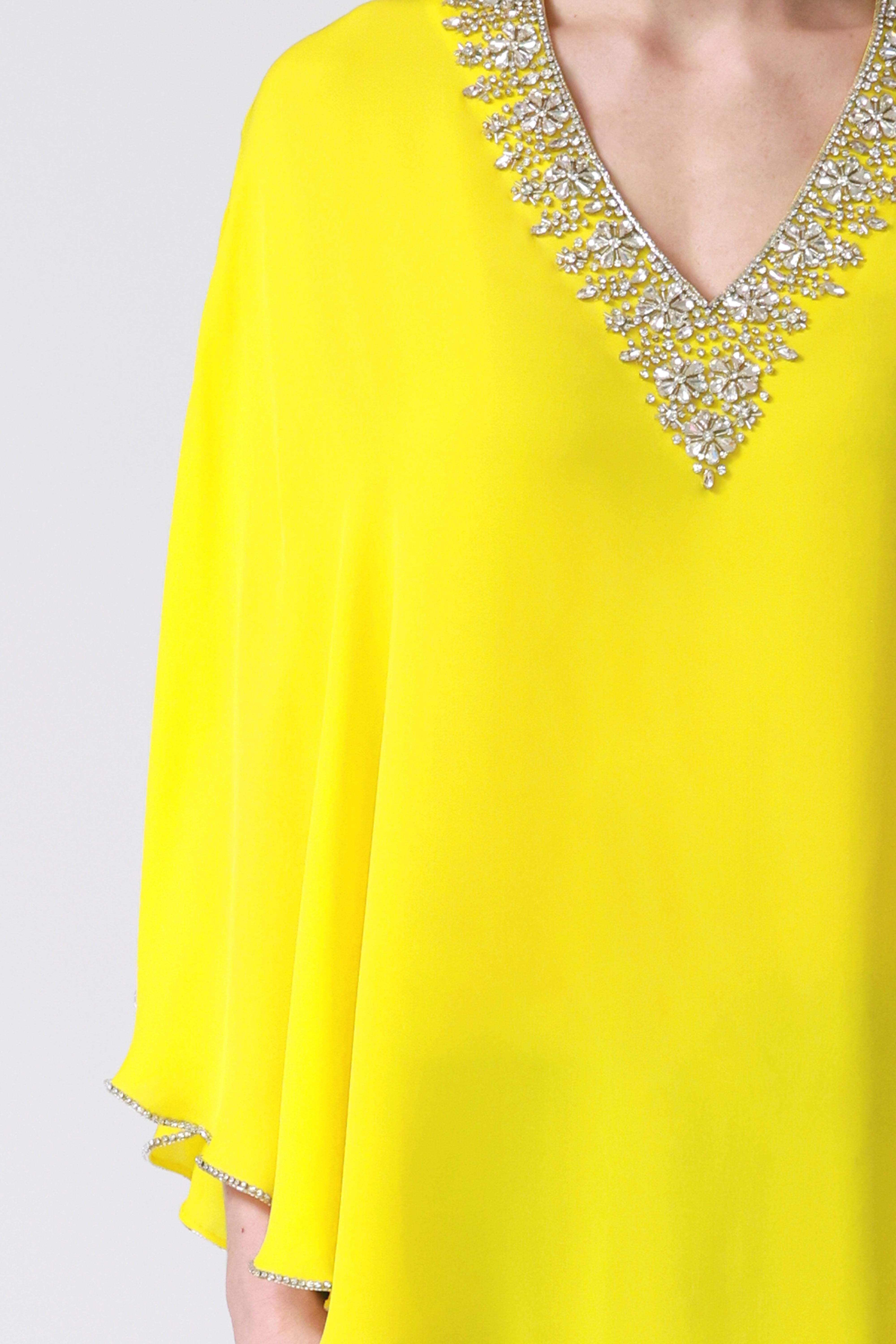 Fifi Silk Kaftan in Yellow