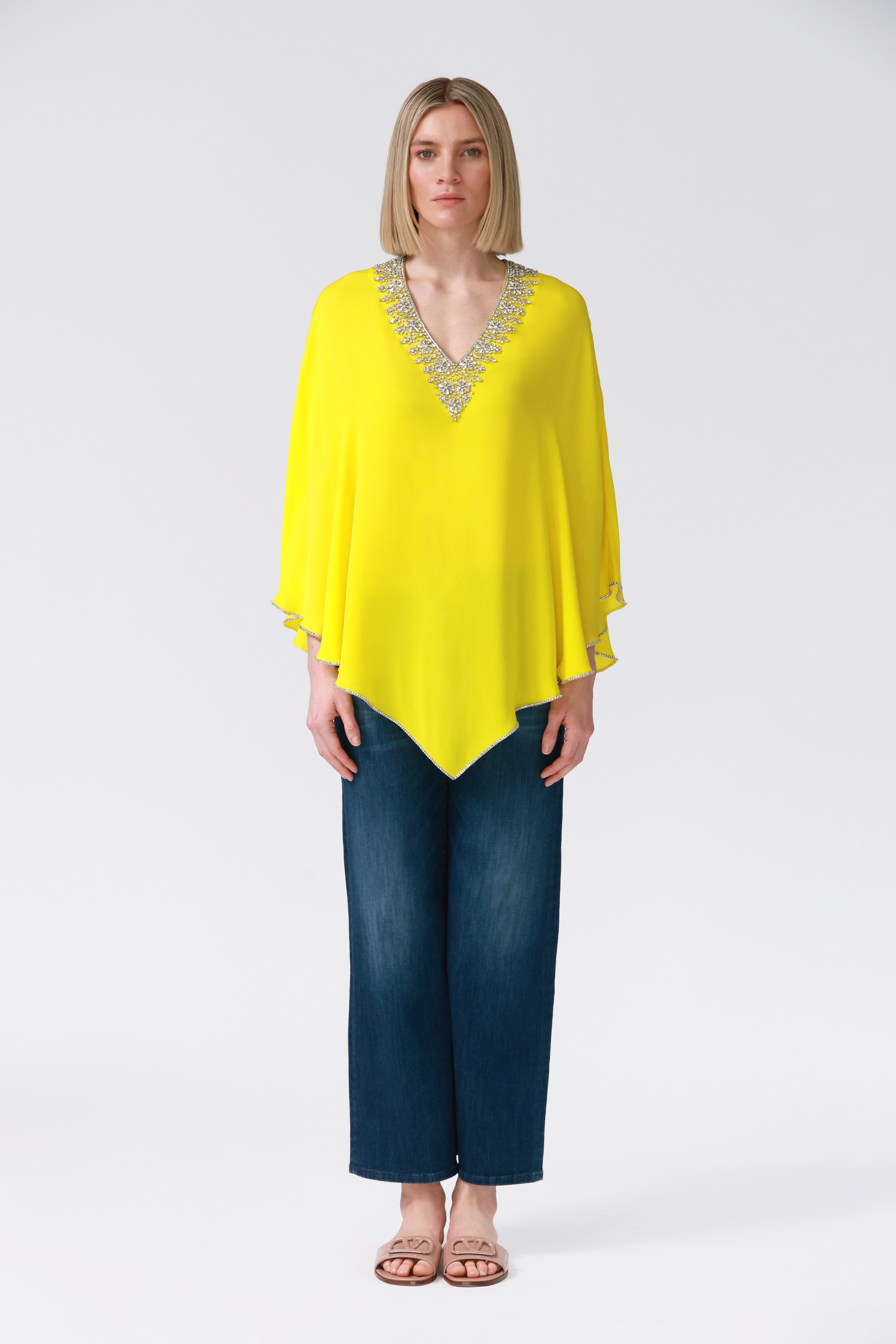 Fifi Silk Kaftan in Yellow