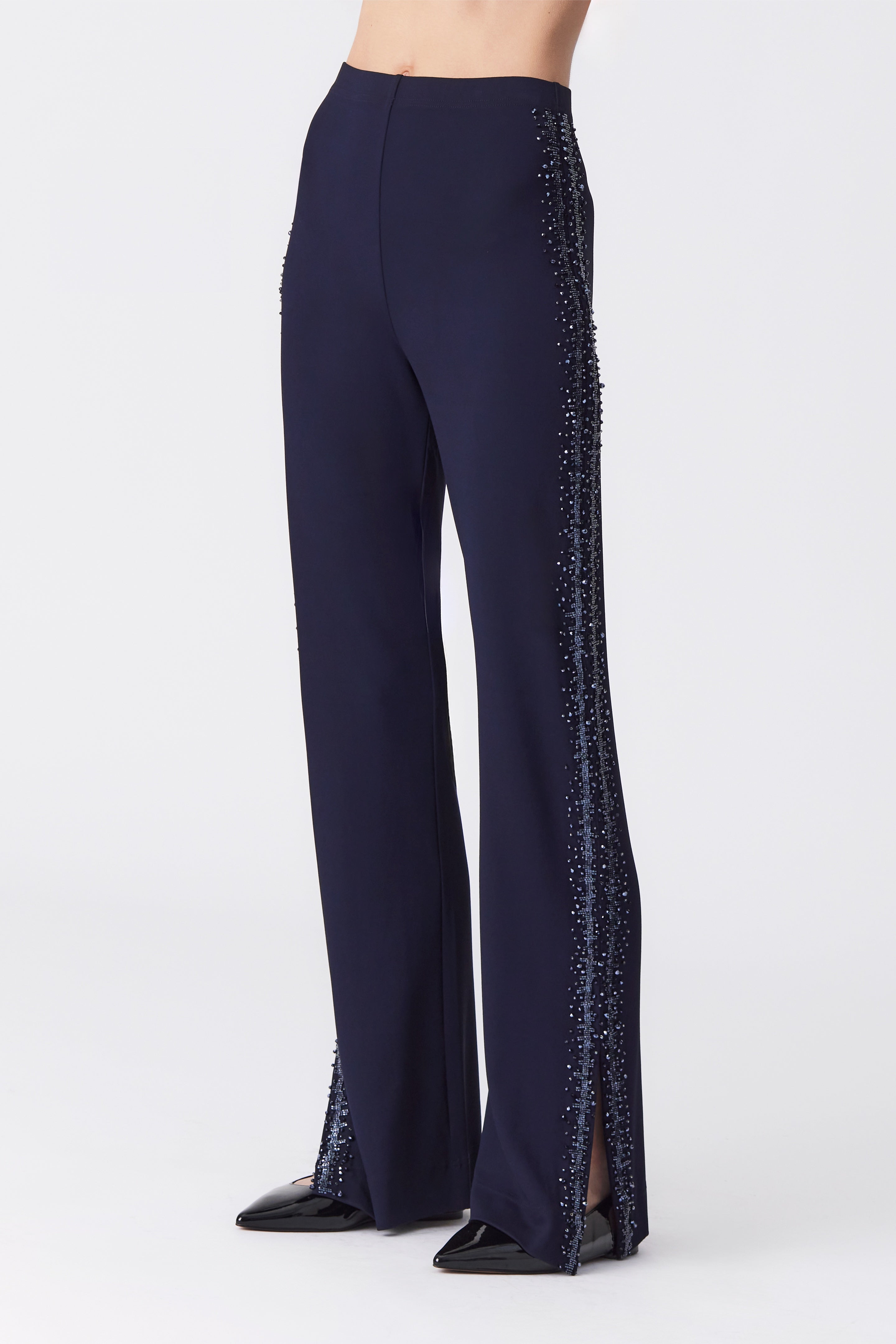 Freya Beaded Jersey Trousers in Navy