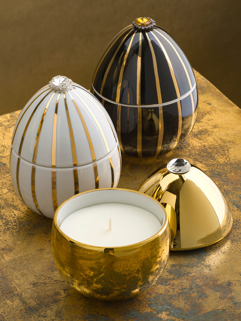Ceramic Egg Candle Gold