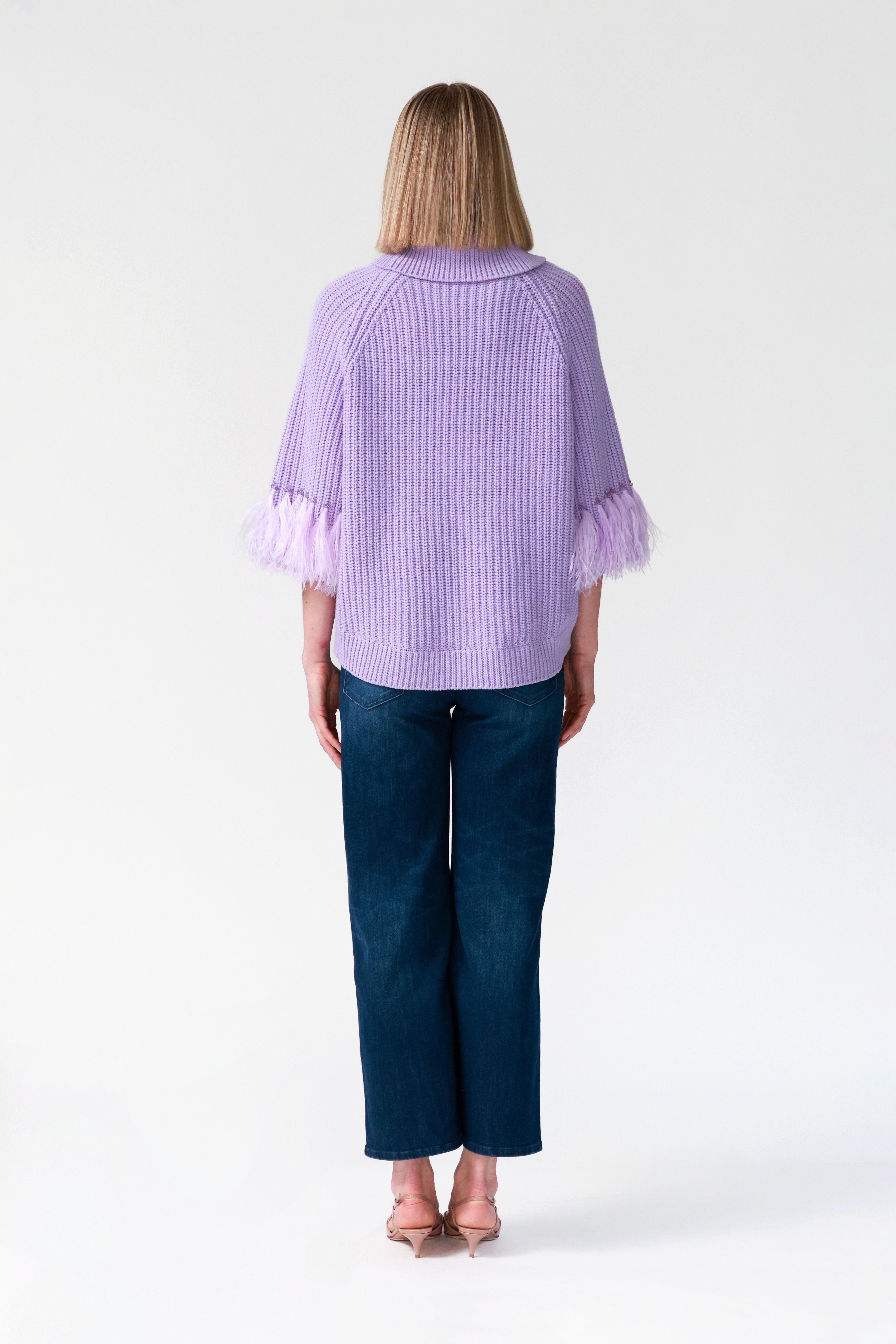 Greta Statement Sleeve Sweater in Lilac