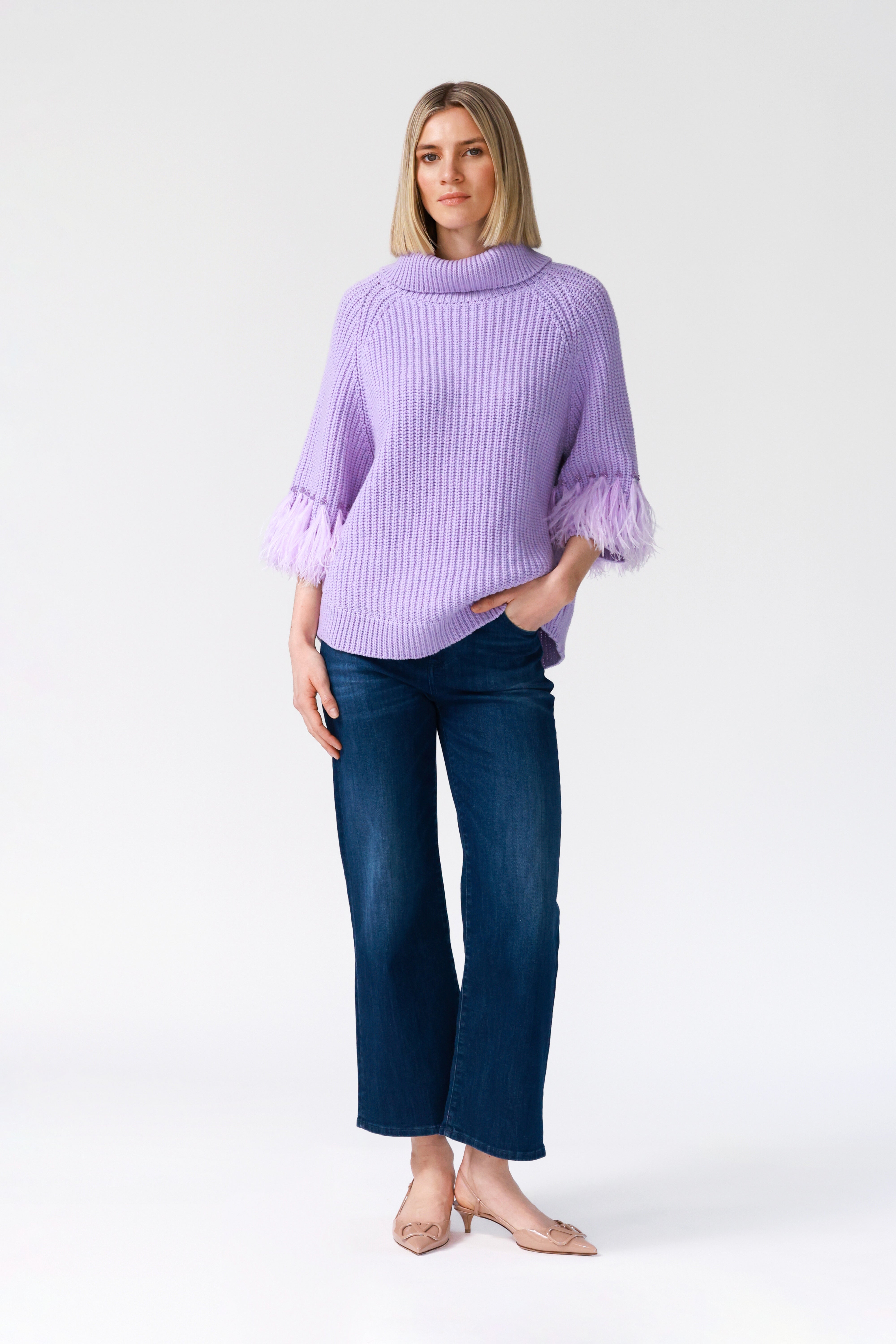 Greta Statement Sleeve Sweater in Lilac