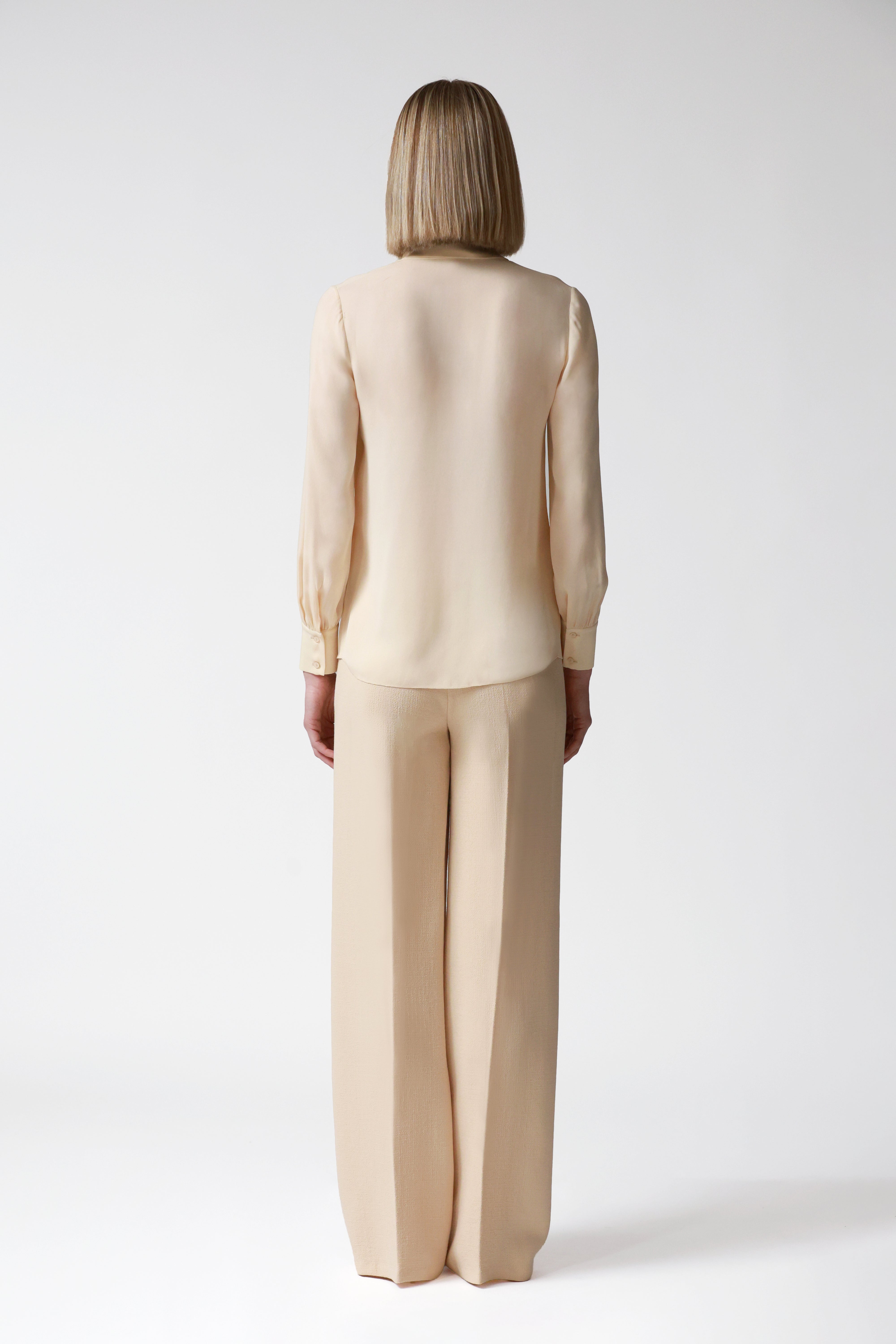 Julie Wool Wide-Leg Trousers in Blonde
