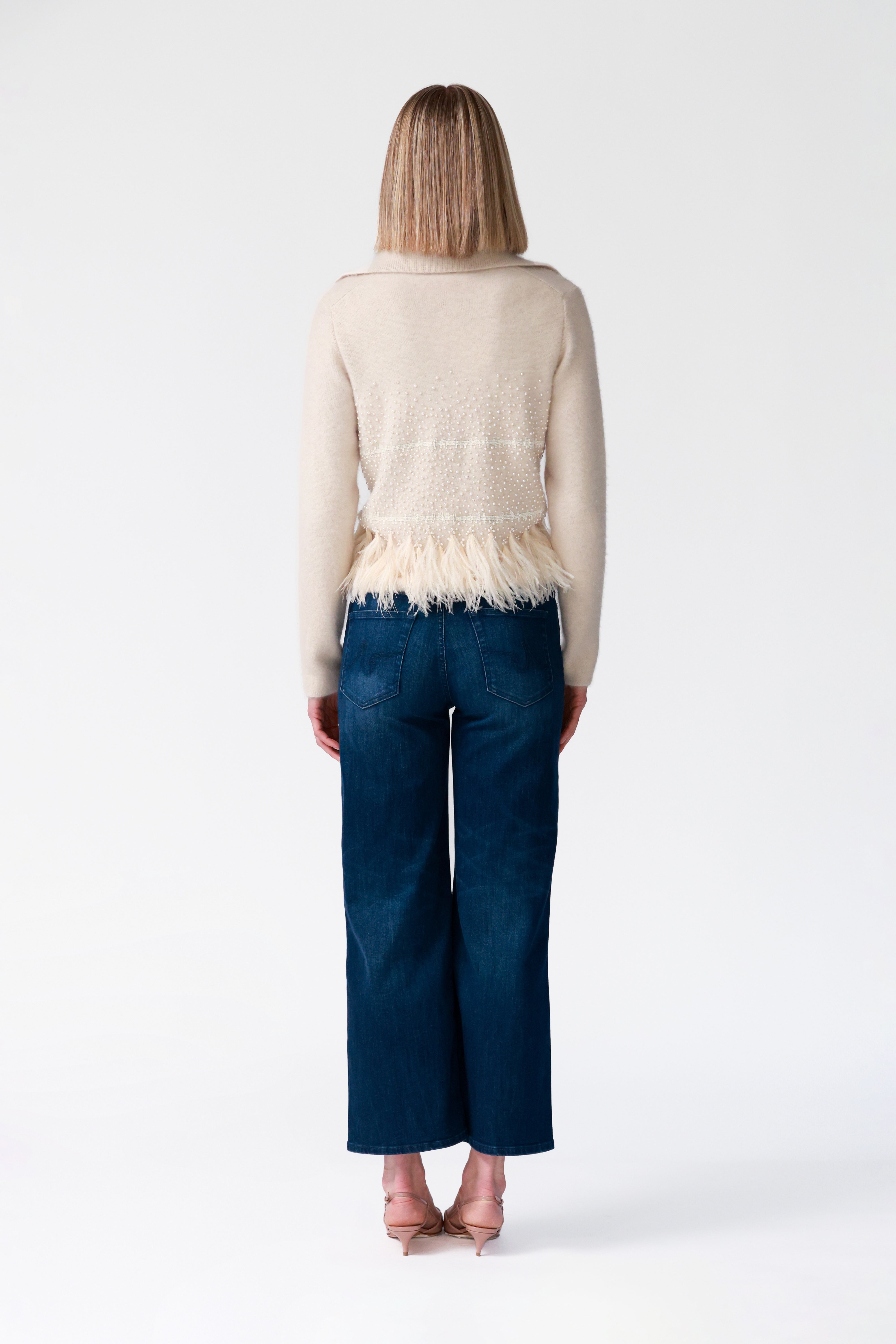 Inez Embellished Cashmere Cardigan in Blonde