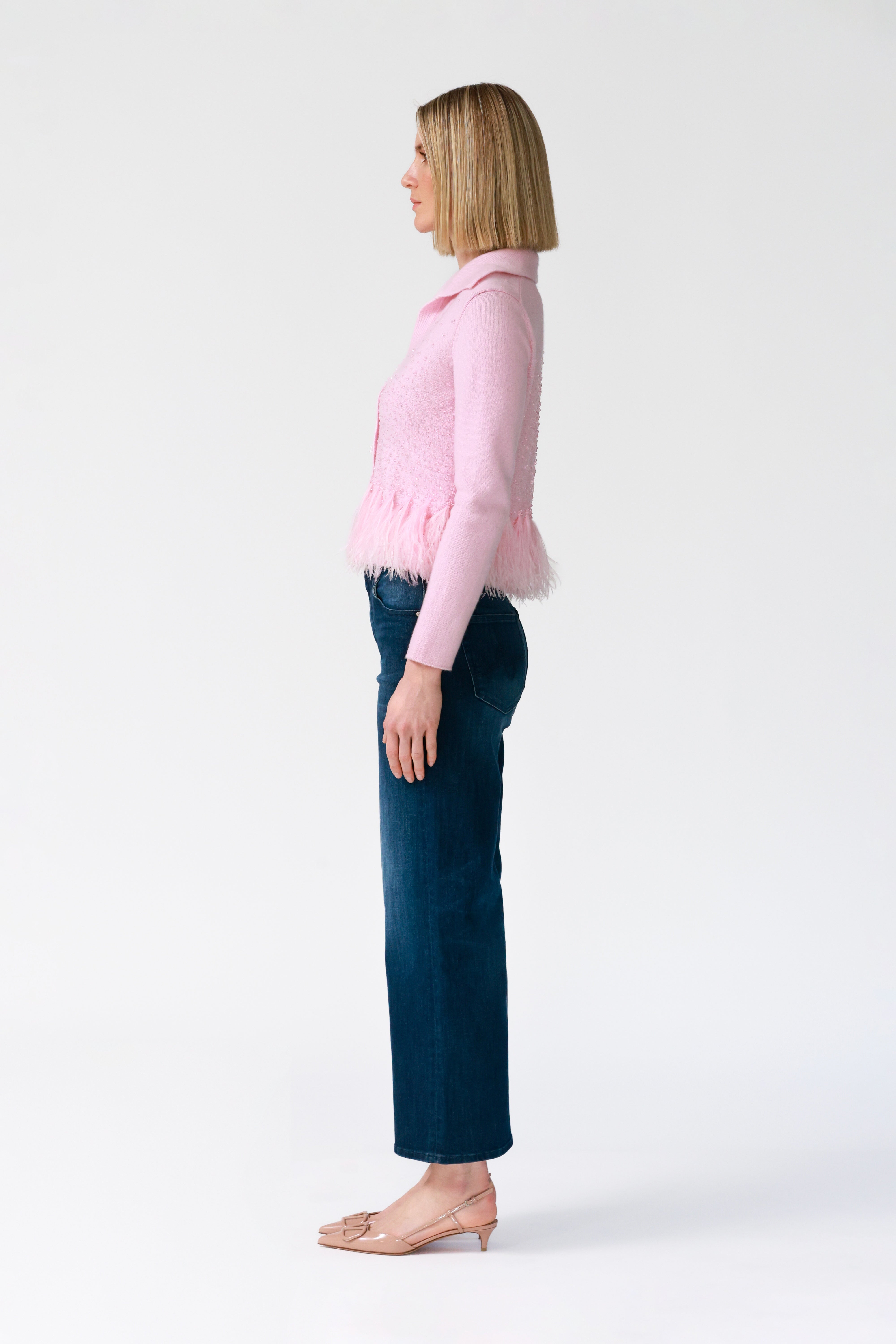 Mae Embellished Cashmere Cardigan in Pink