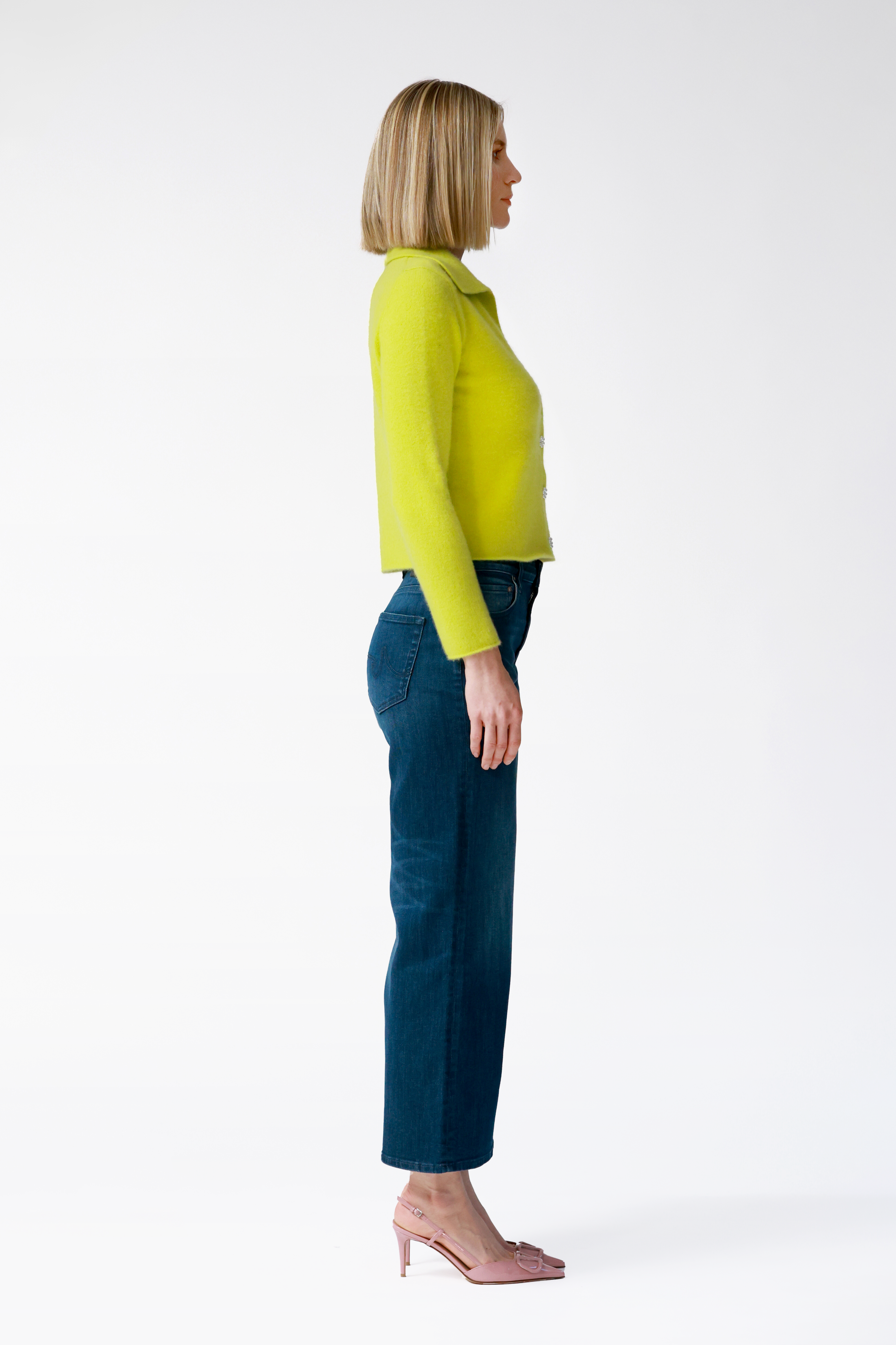 Iris Cashmere Cardigan in Lime