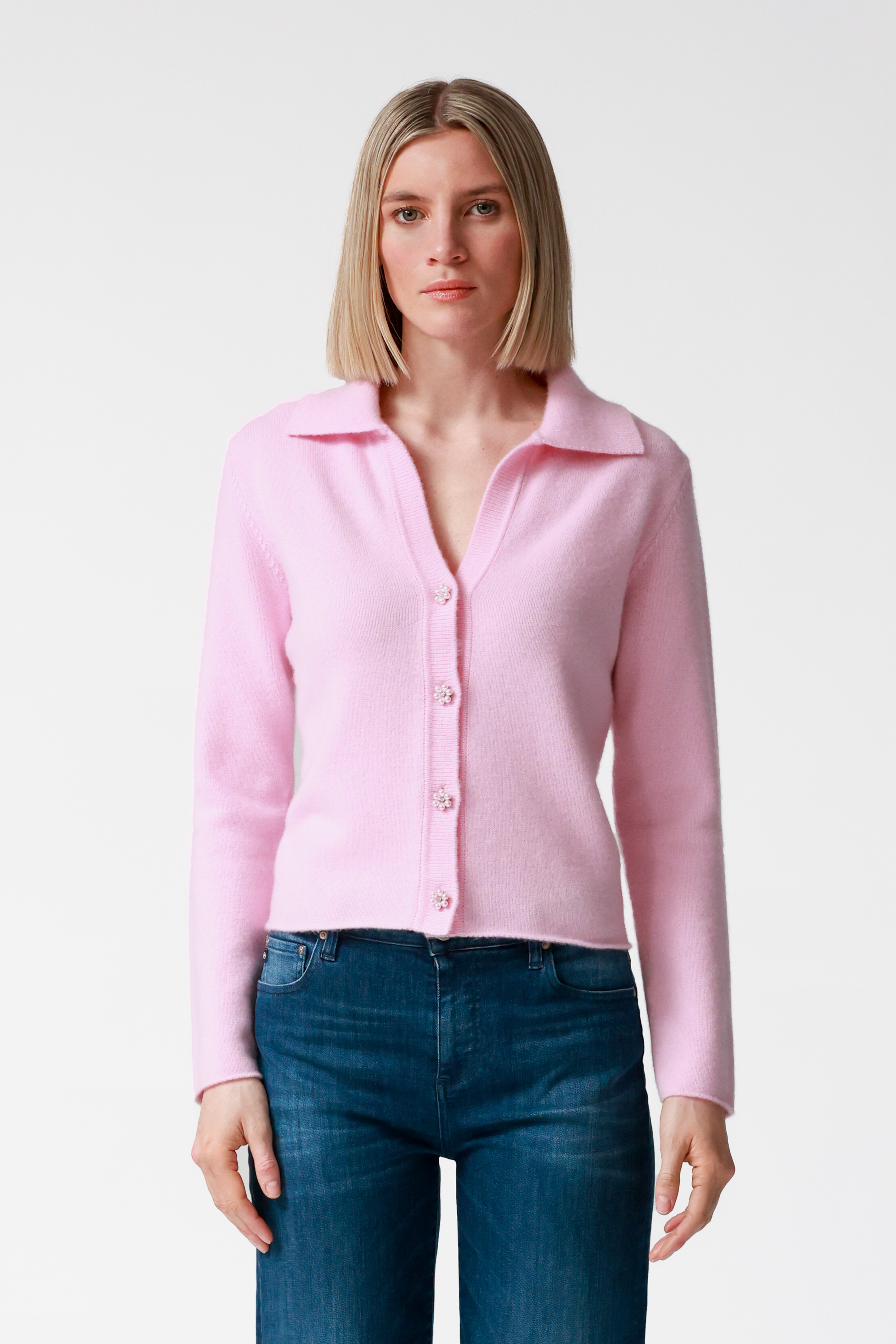 Iris Cashmere Cardigan in Pink