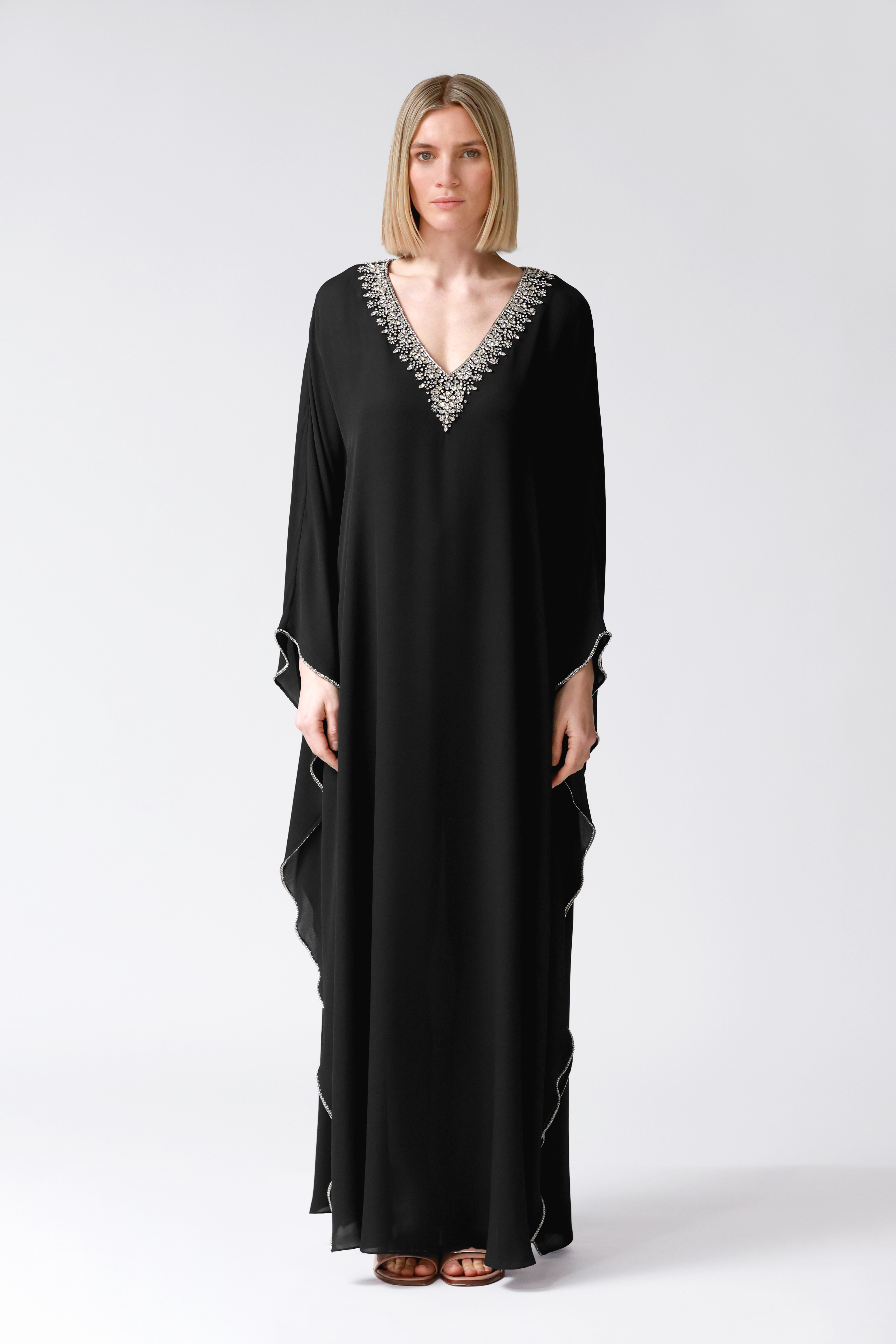 Jacqueline Embellished Kaftan in Black