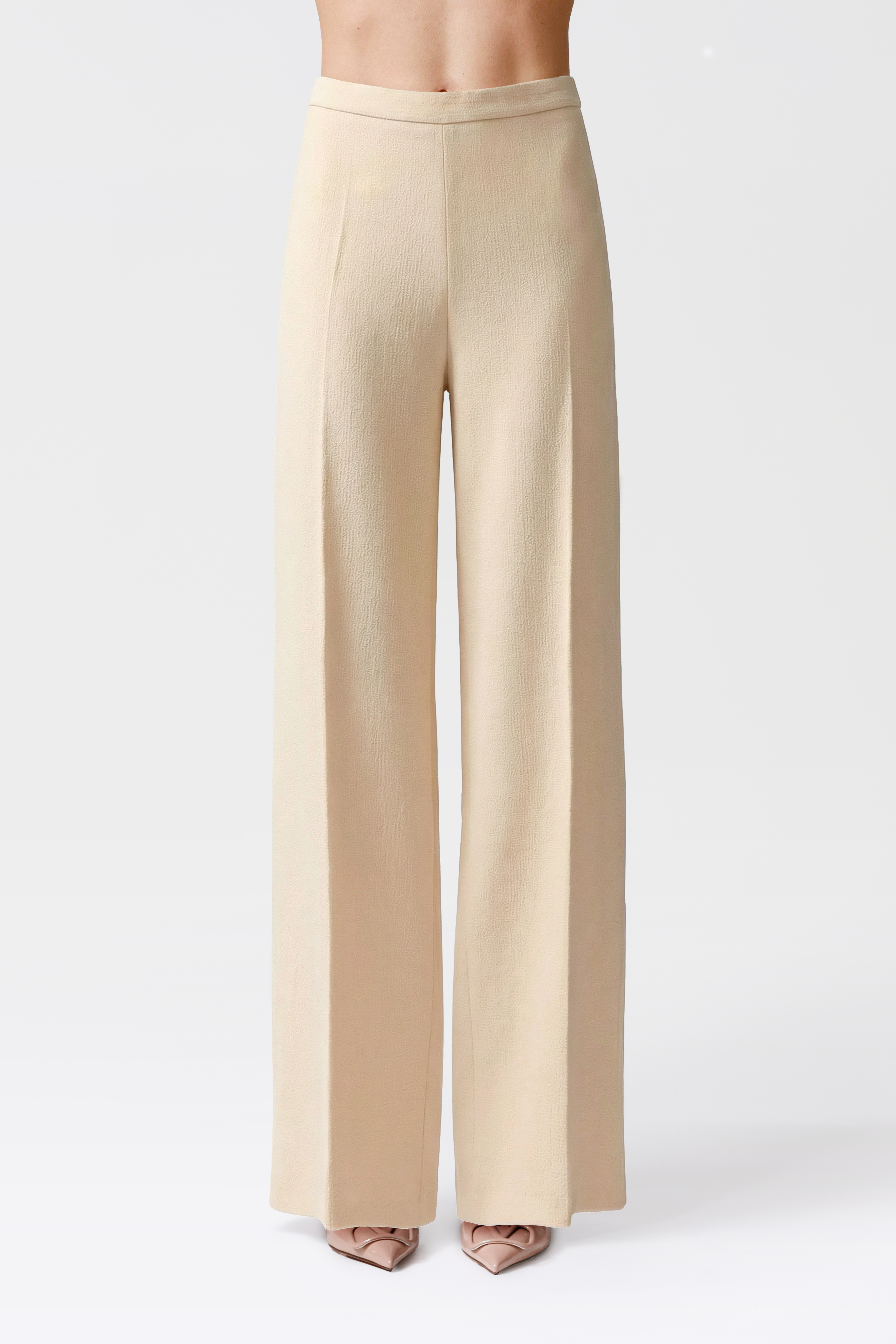 Julie Wool Wide-Leg Trousers in Blonde