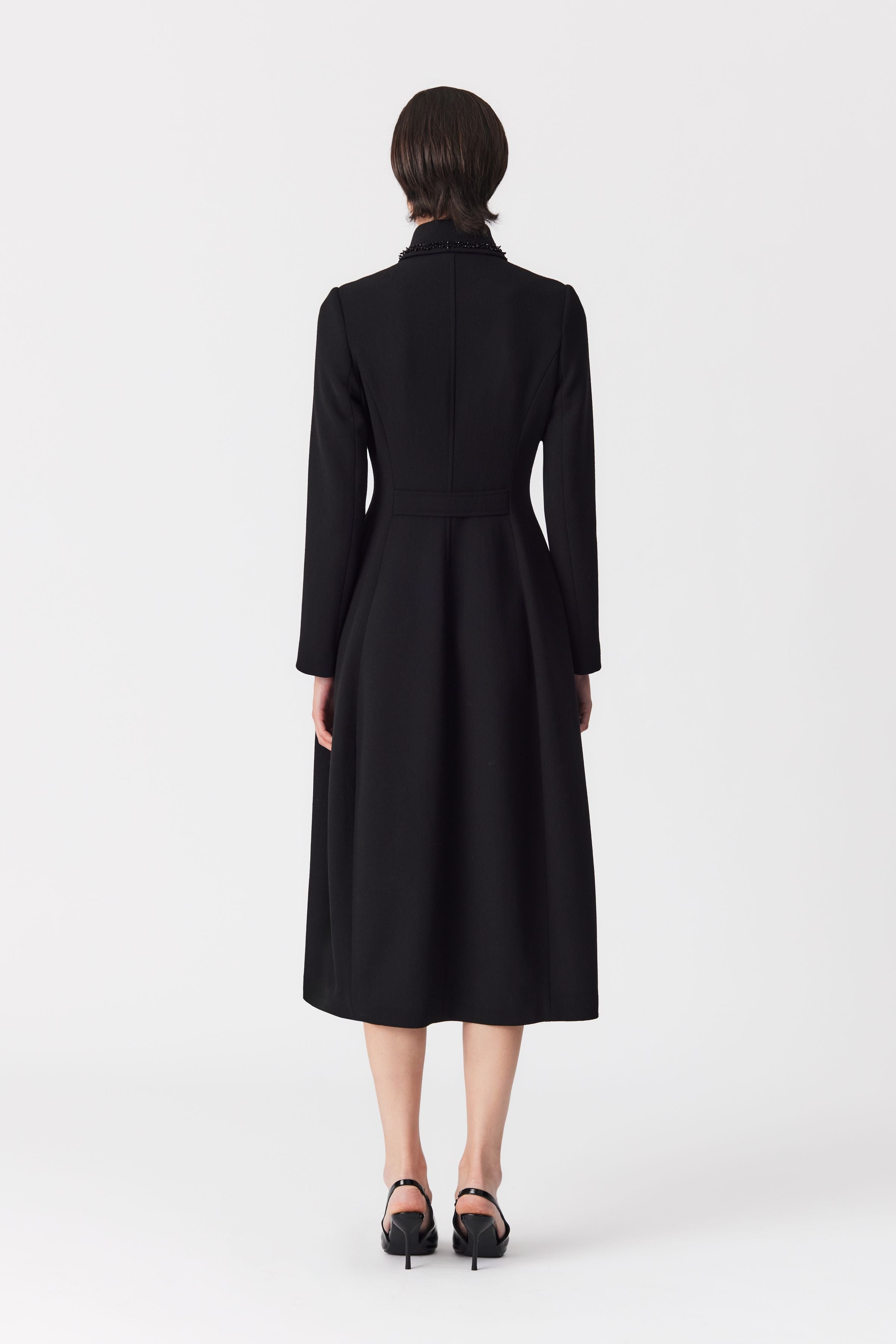 Kara Black Double-Breasted Wool Coat
