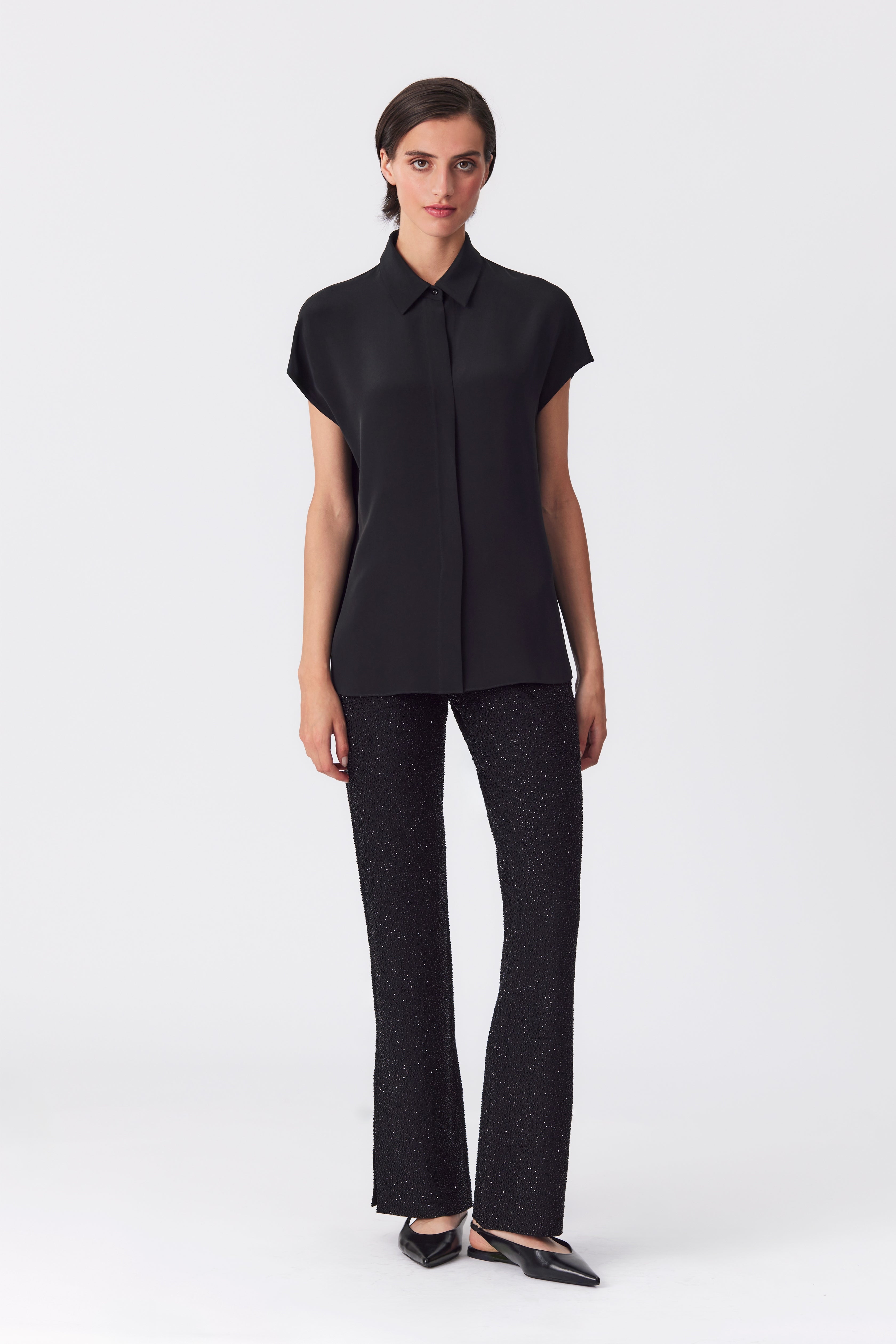 Kate Black Satin Crepe Blouse