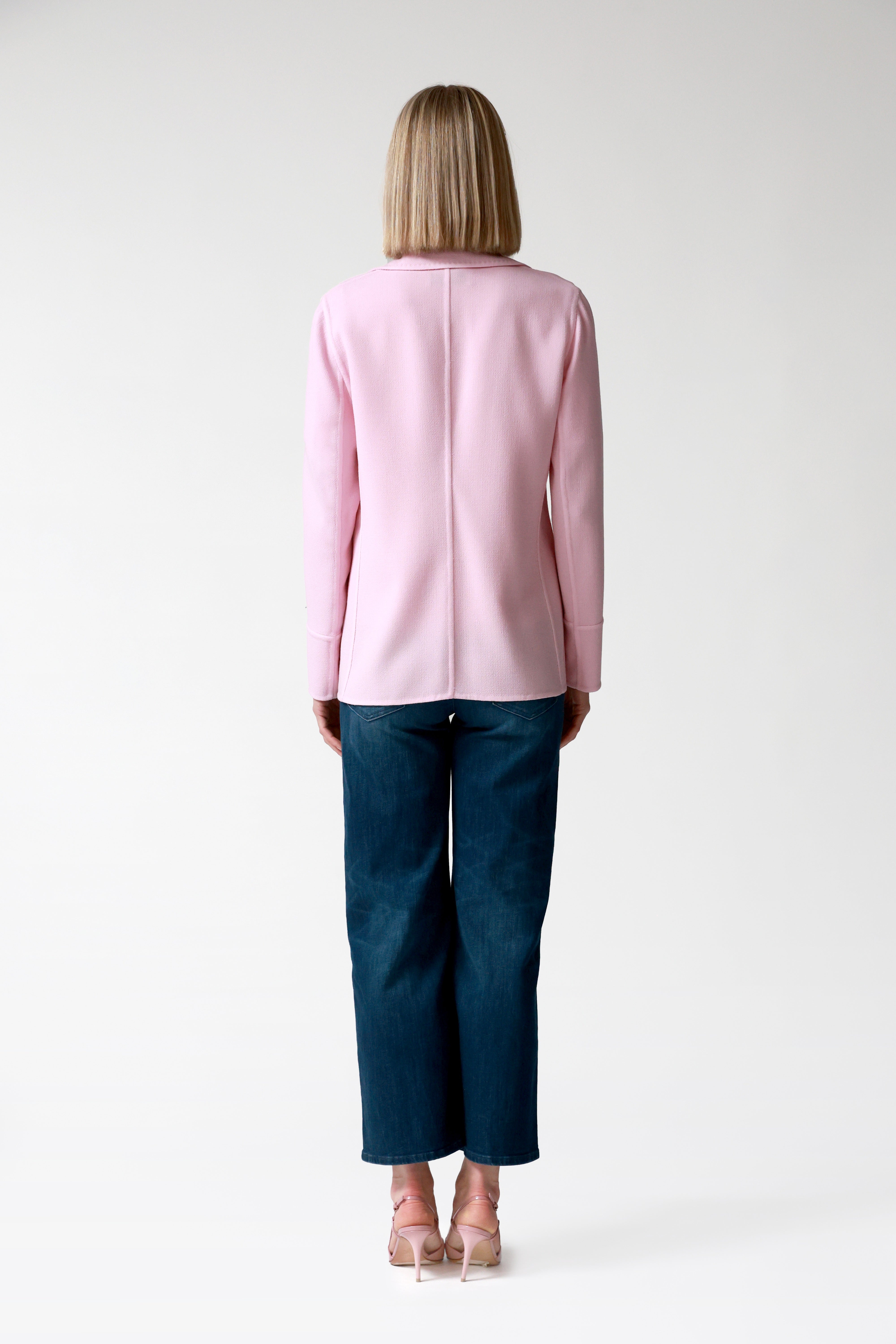 Kate Single-Breasted Wool Jacket in Pink