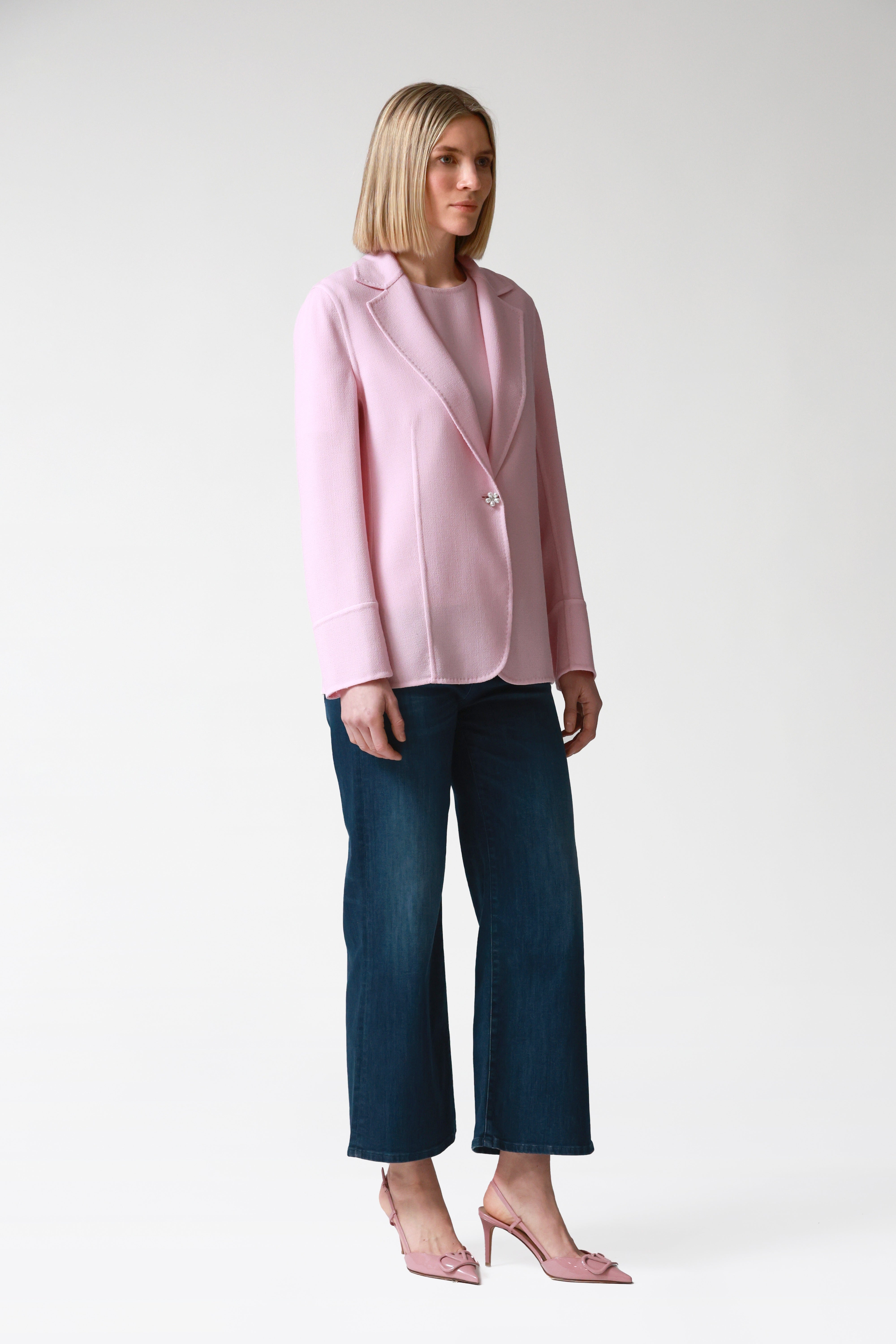 Kate Single-Breasted Wool Jacket in Pink