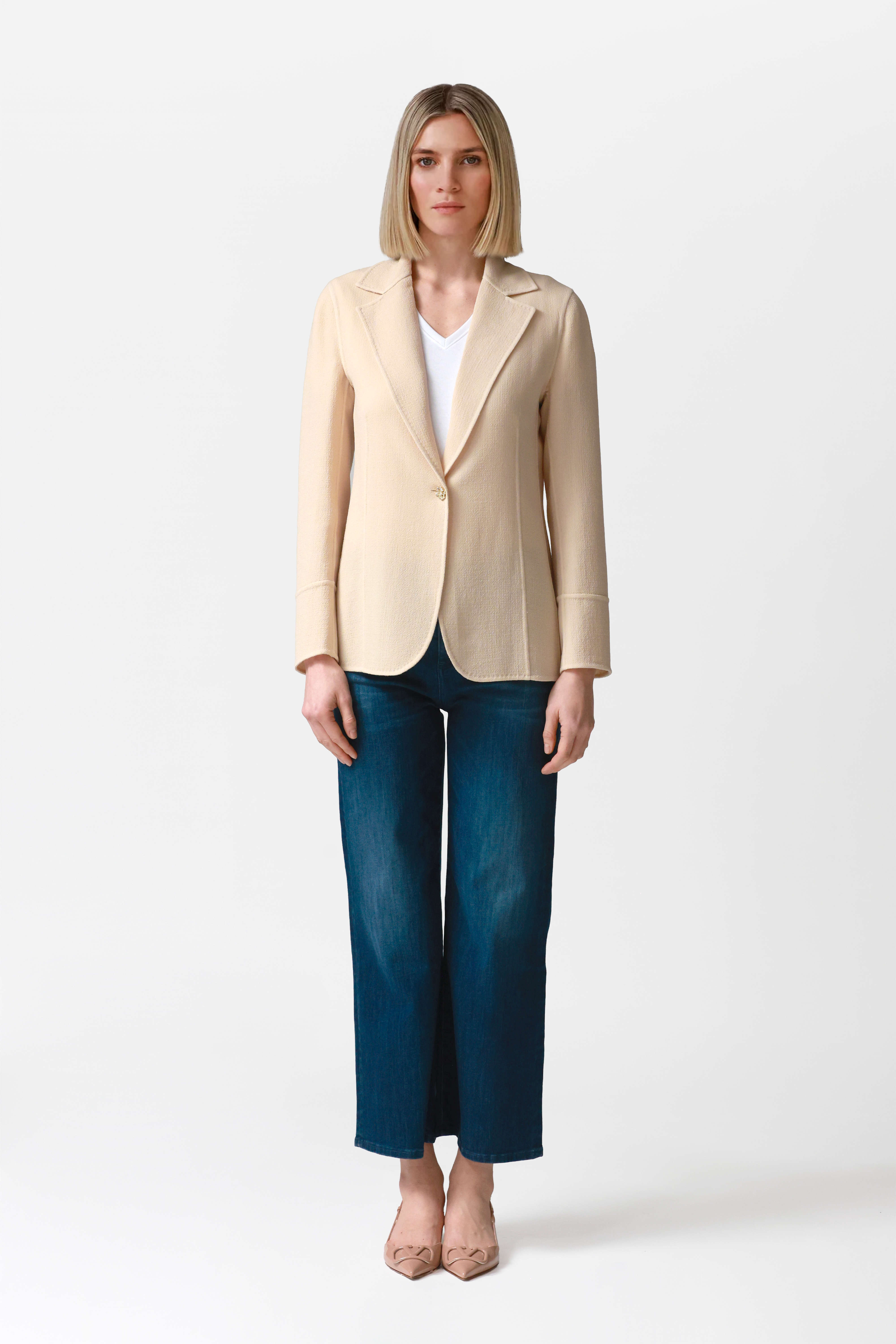 Kate Single-Breasted Wool Jacket in Blonde