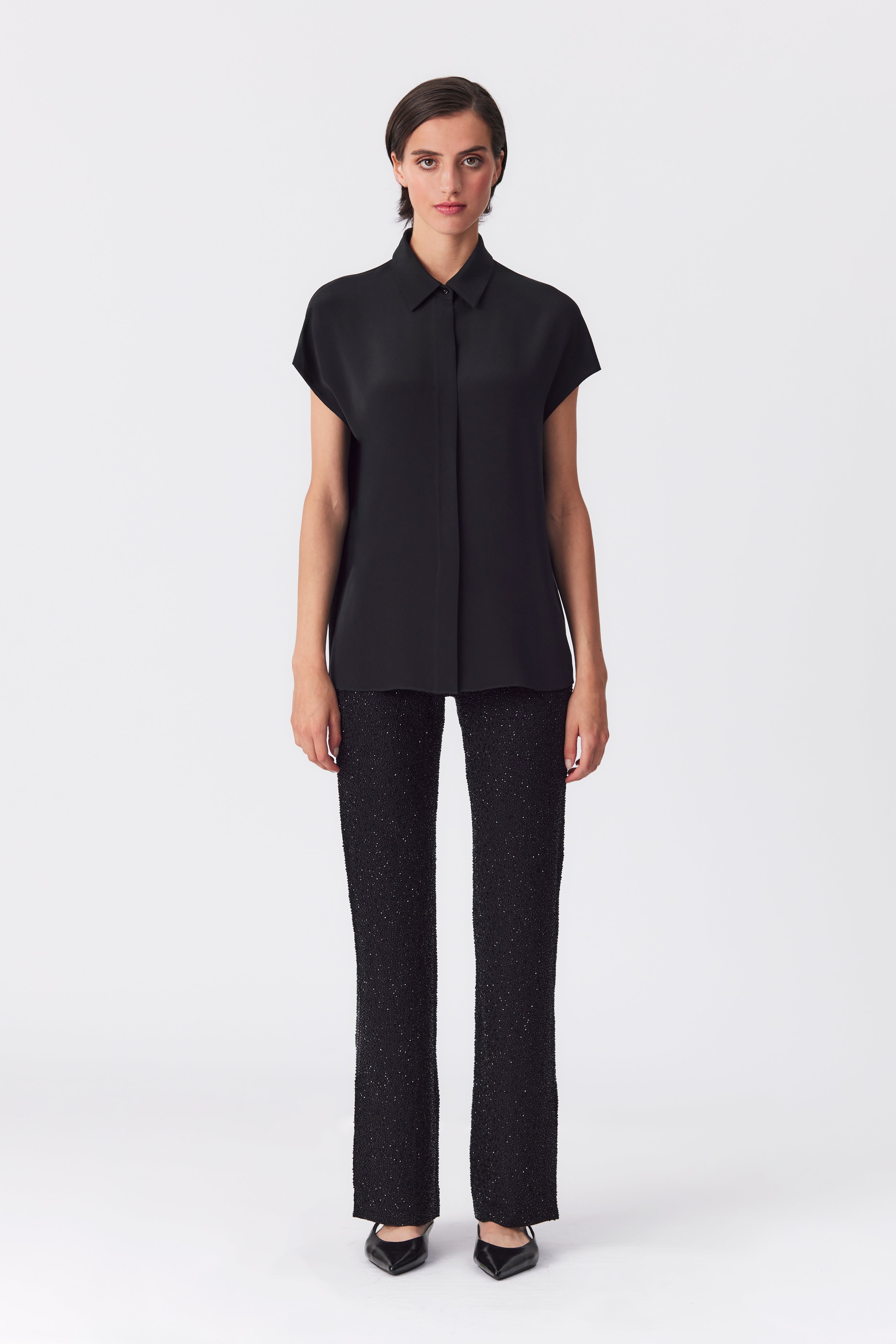 Kate Black Satin Crepe Blouse