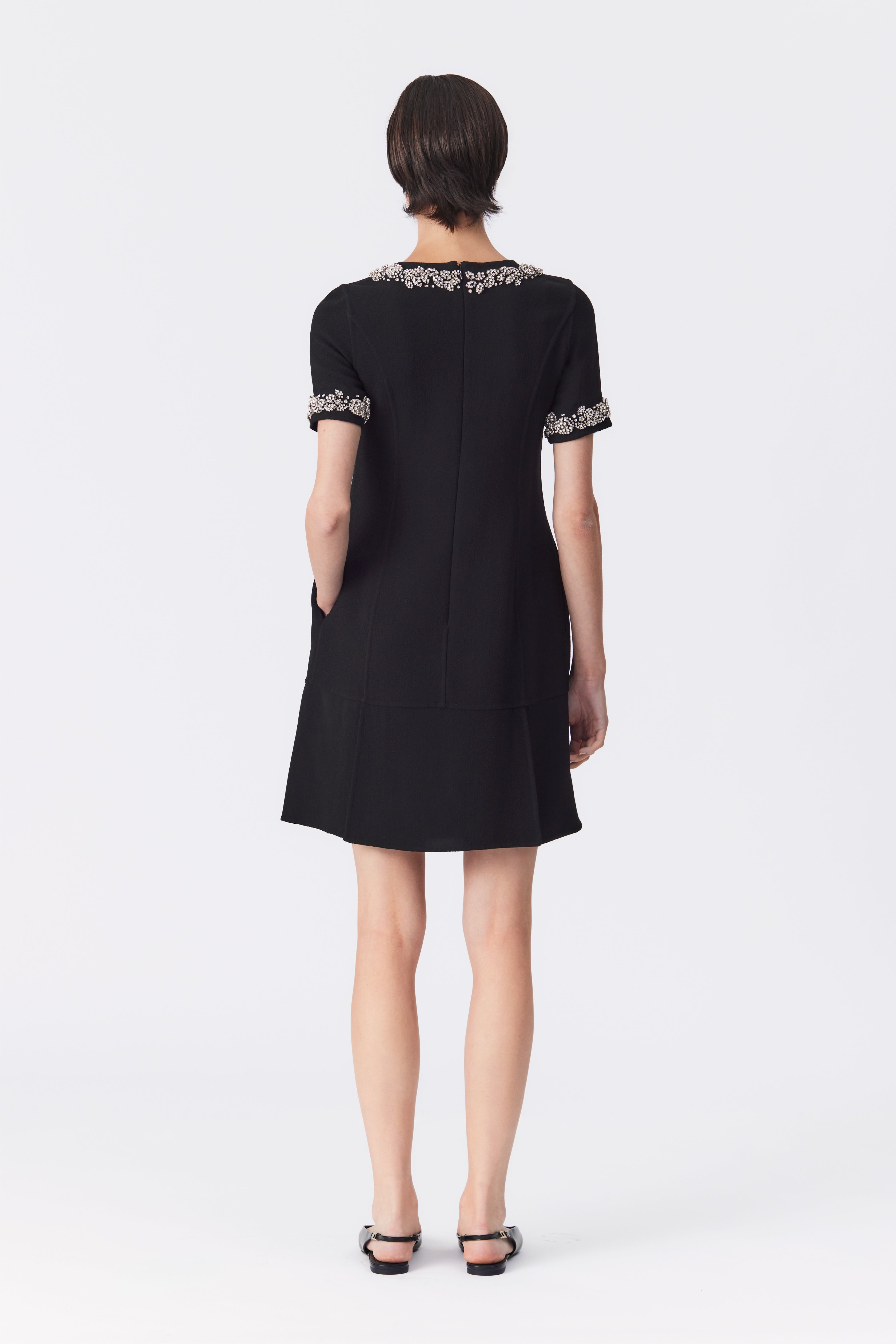Katherine Black Embellished Peplum Hem Dress