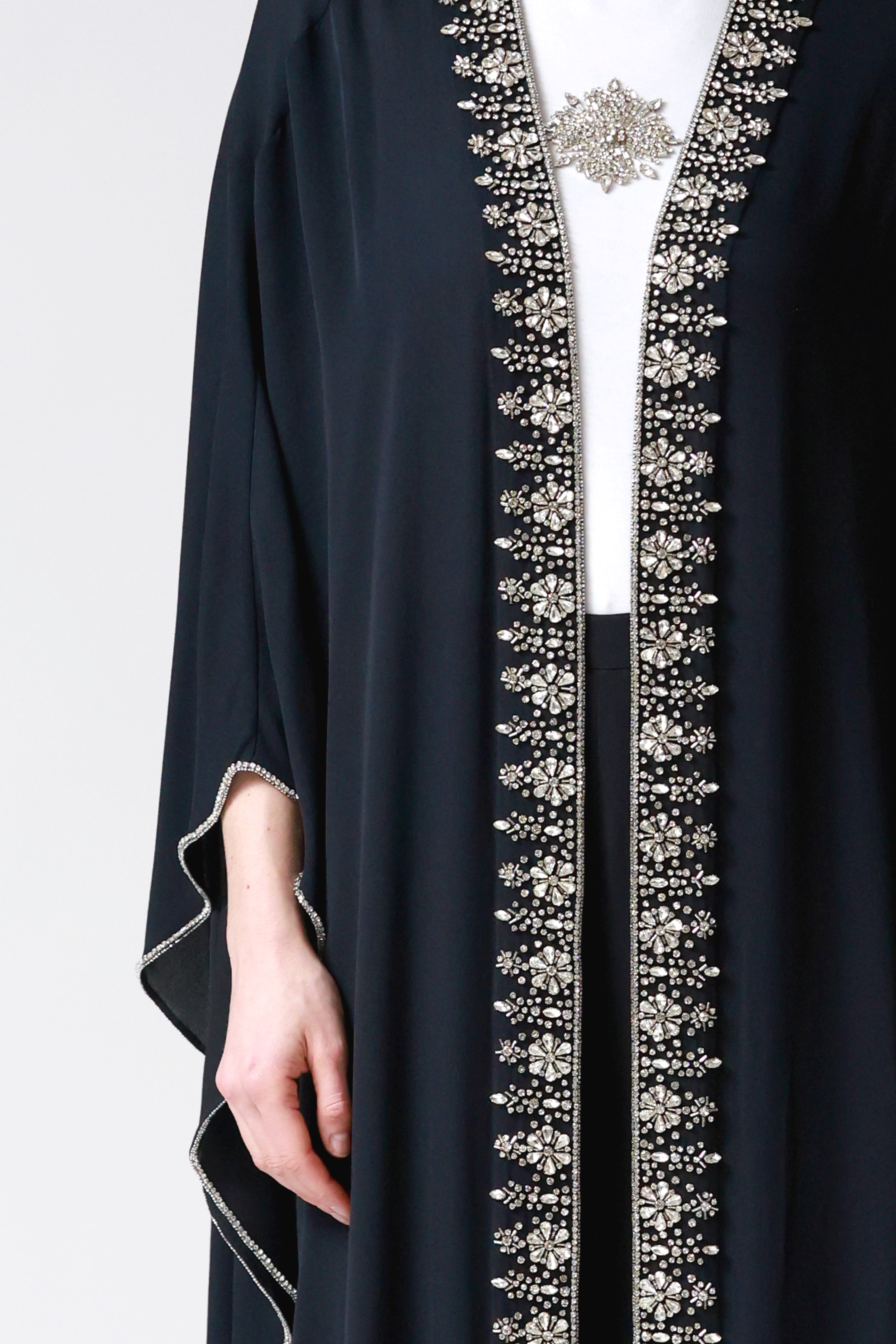 Kimi Embellished Silk Robe in Navy