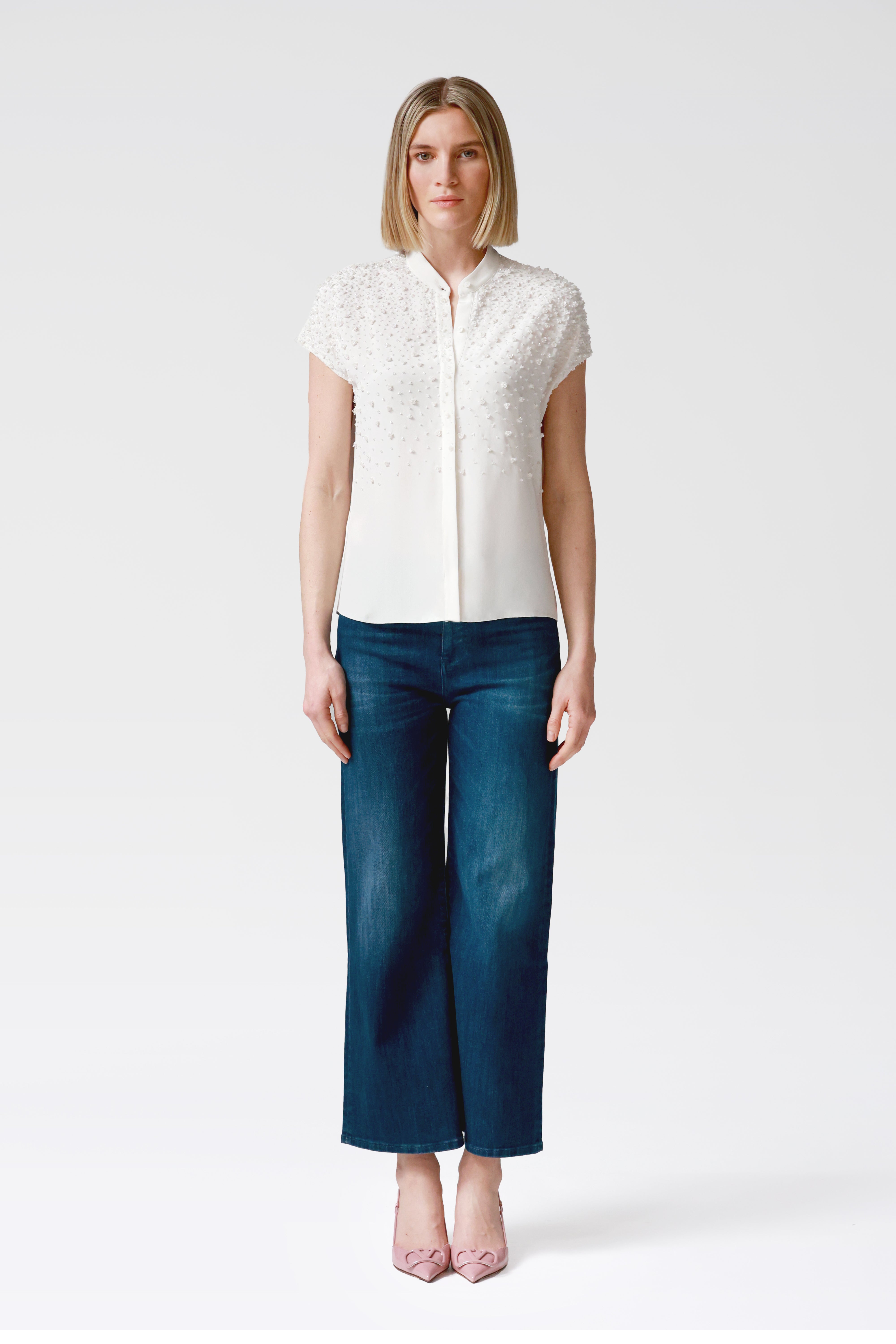 Kira Beaded Silk Blouse