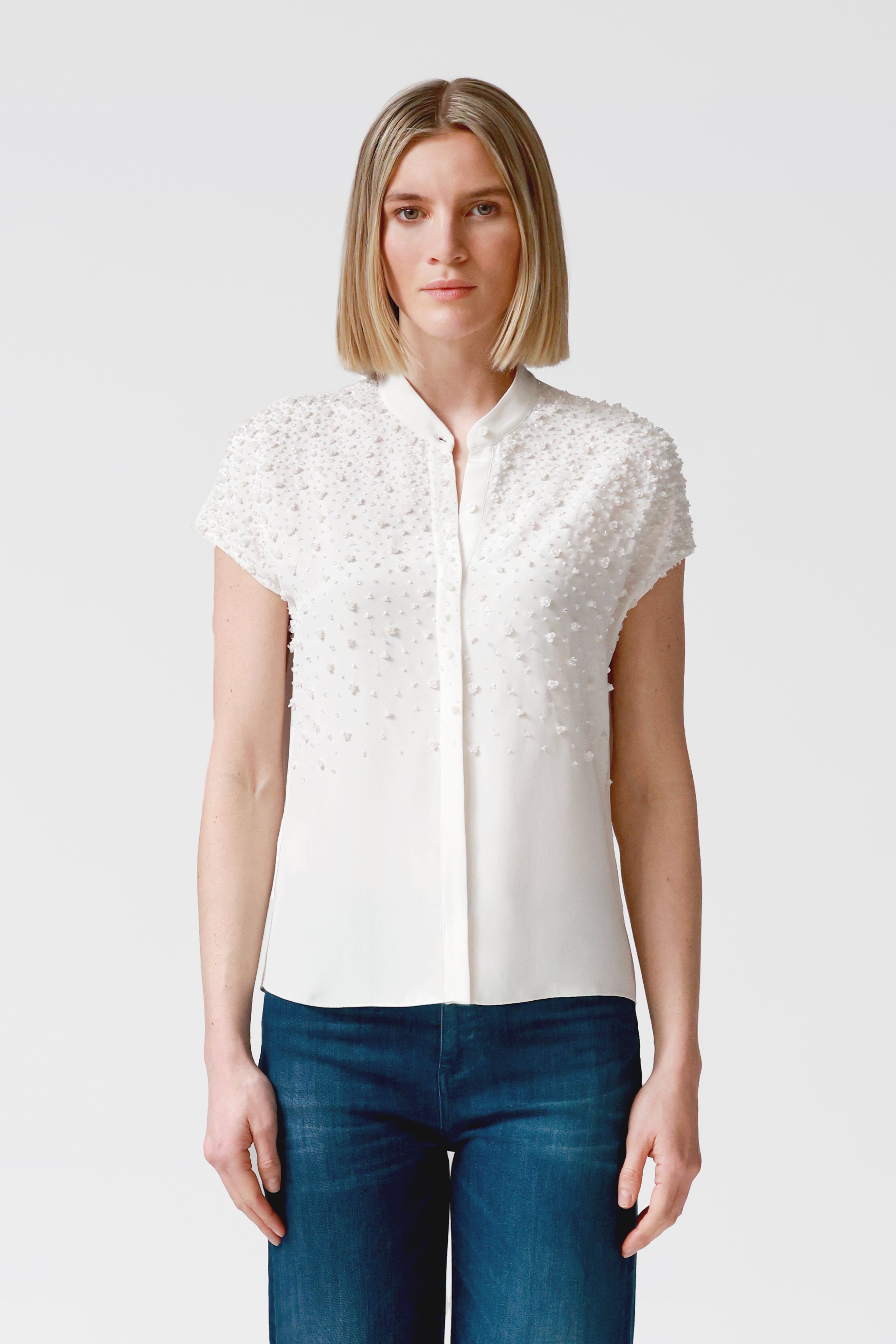Kira Beaded Silk Blouse