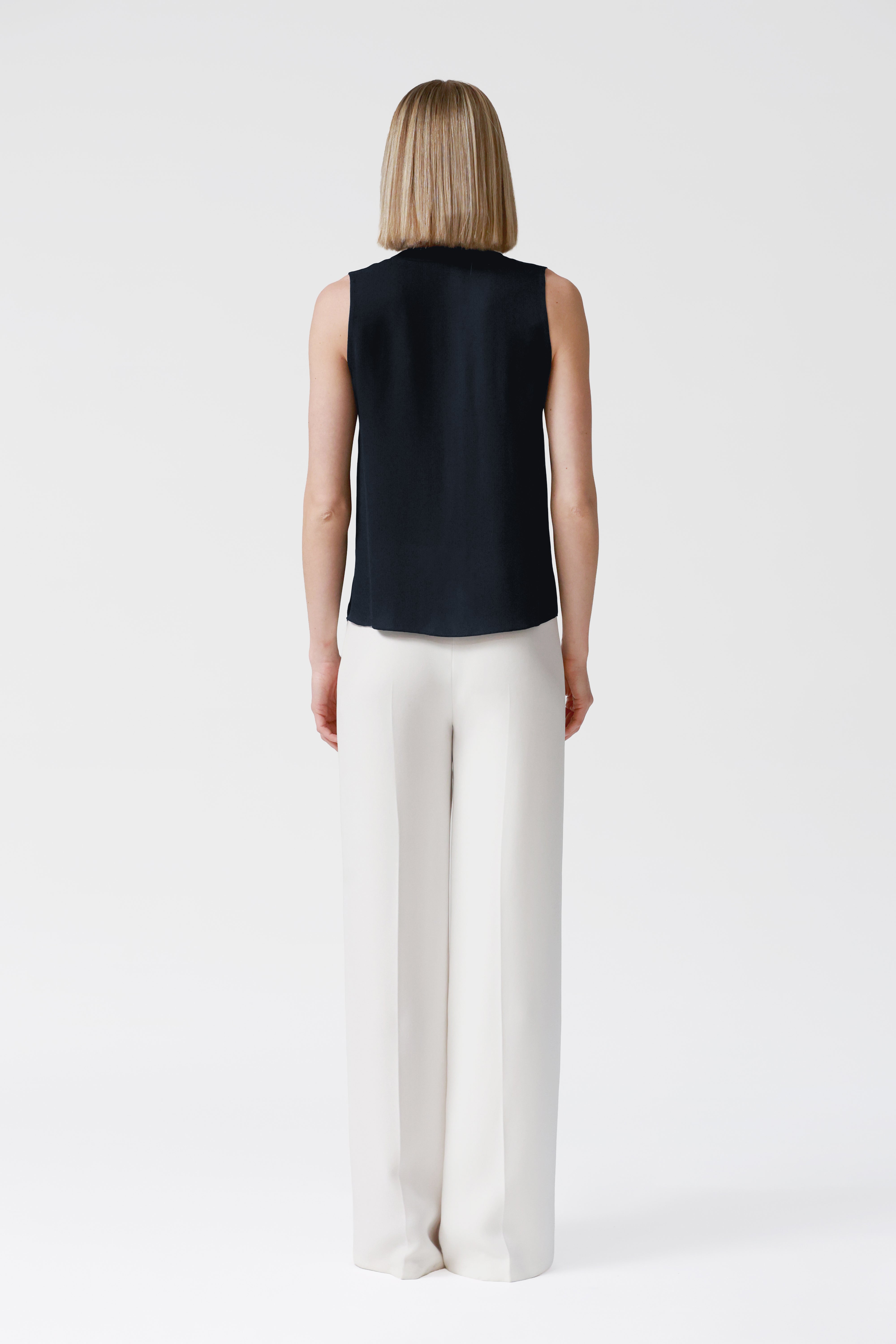 Kitty V-Neck Beaded Silk Top