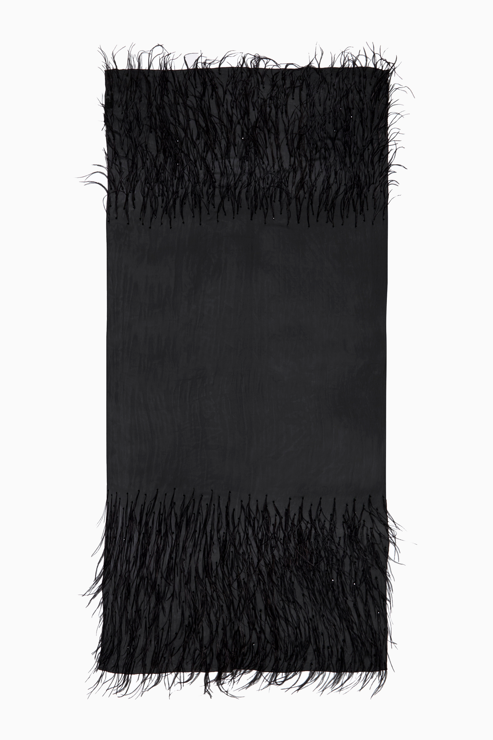Kitty Feather Embellished Silk Scarf in Black
